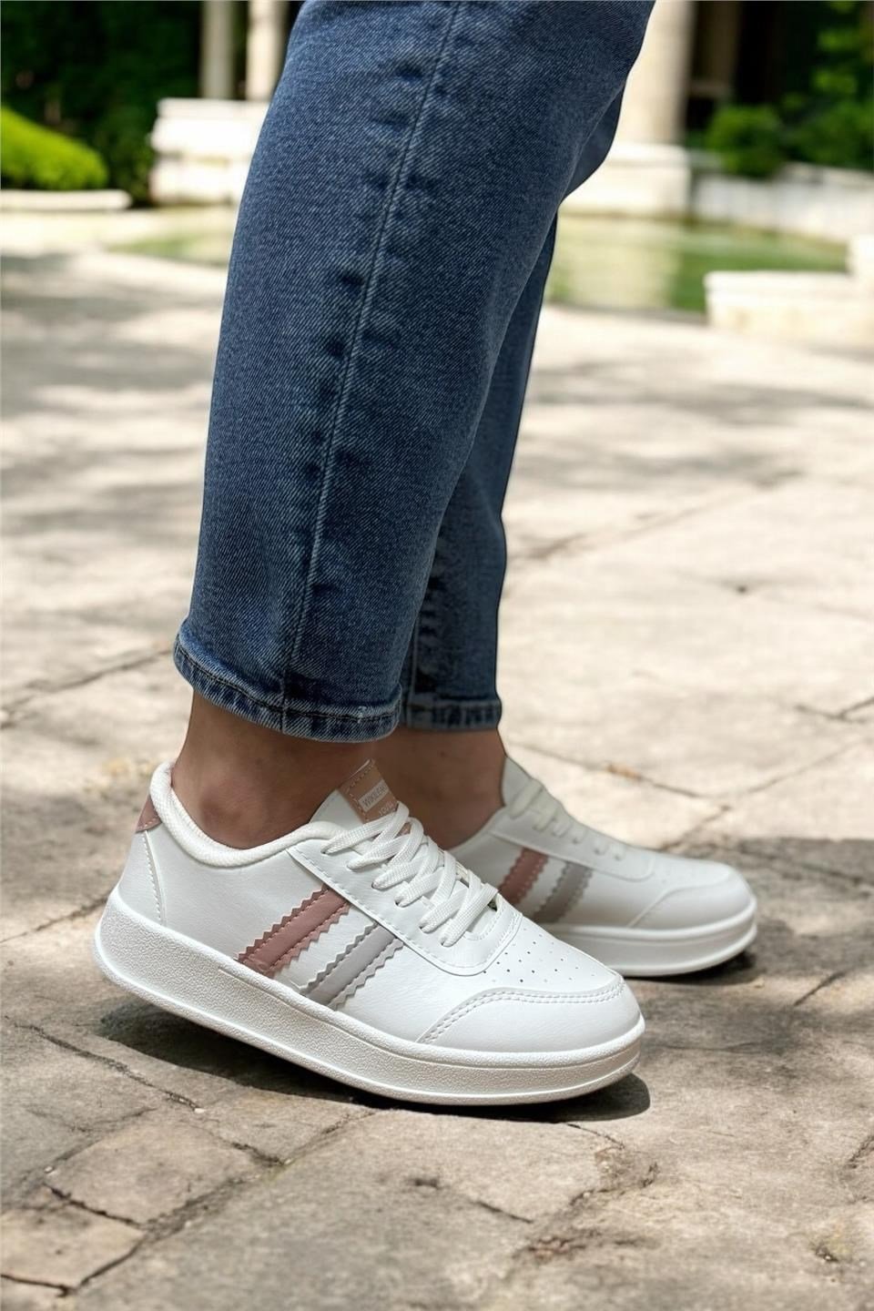 Unisex Spor Sneaker Ayakkabı BEYAZ - PEMBE