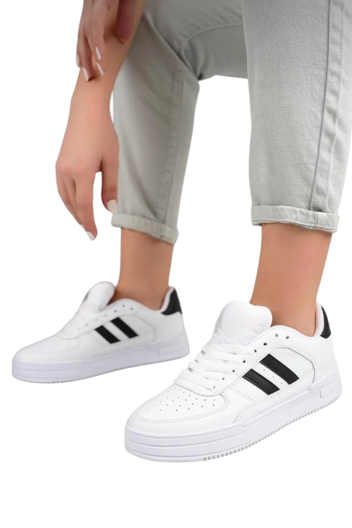 Unisex Spor Sneaker Ayakkabı BEYAZ - SİYAH