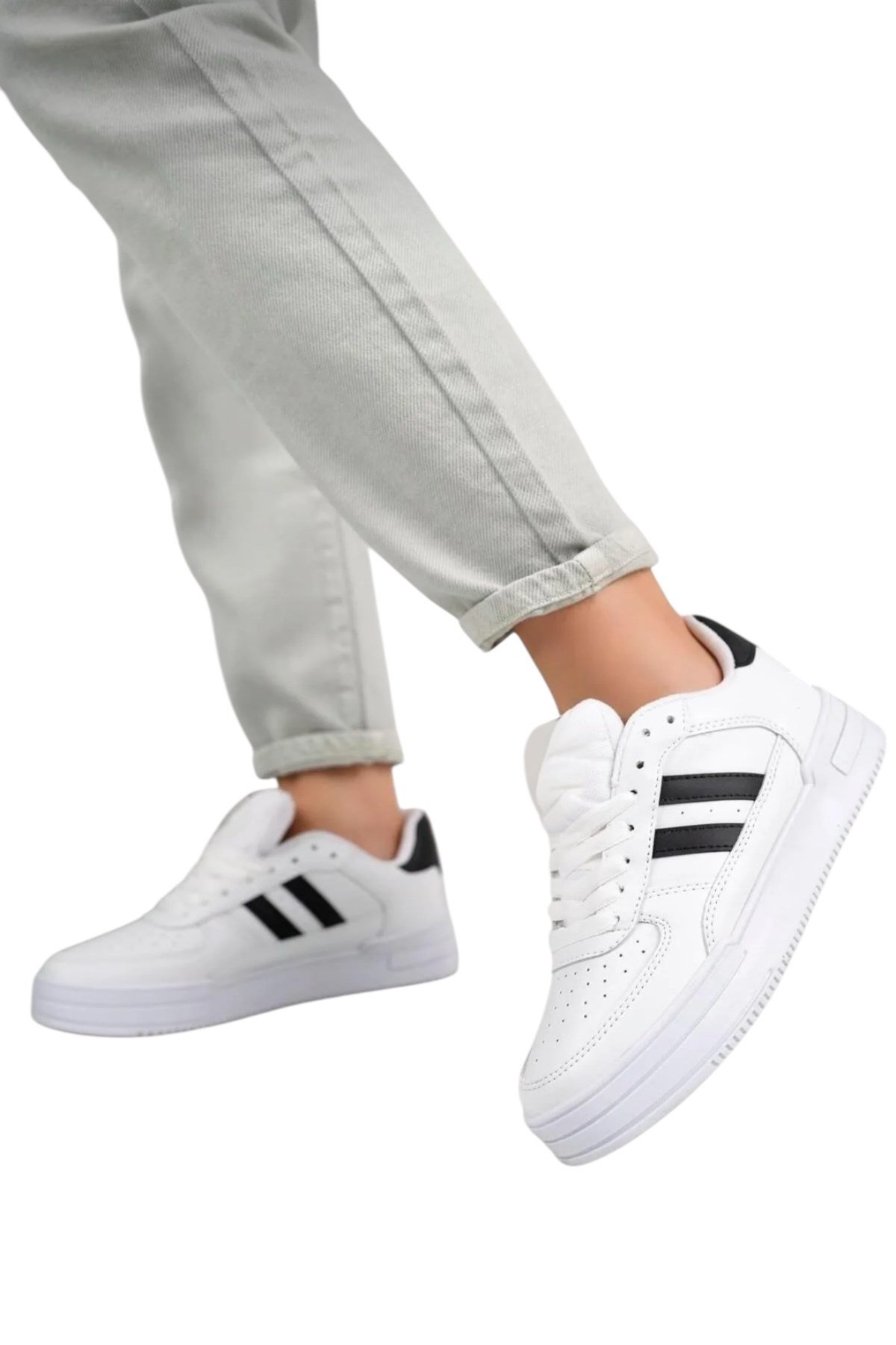 Unisex Spor Sneaker Ayakkabı BEYAZ - SİYAH