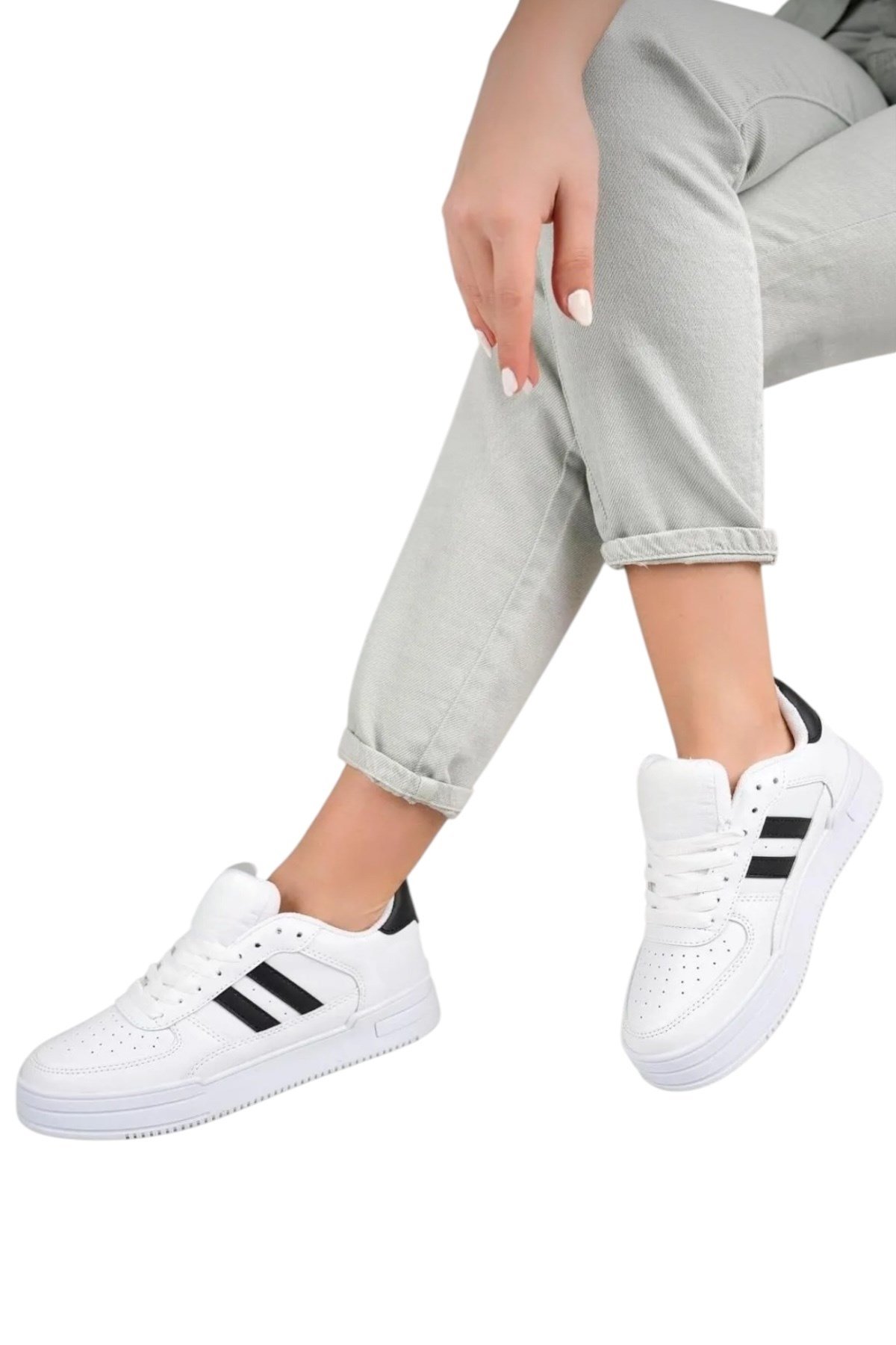 Unisex Spor Sneaker Ayakkabı BEYAZ - SİYAH