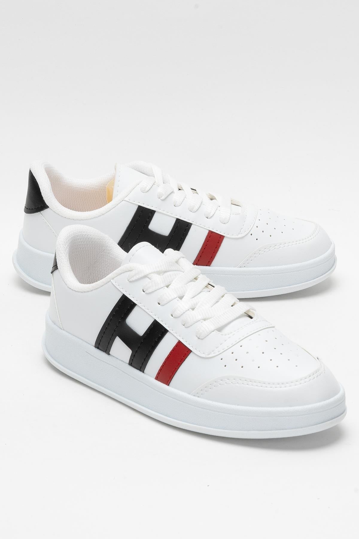Unisex Spor Sneaker Ayakkabı BEYAZ - SİYAH
