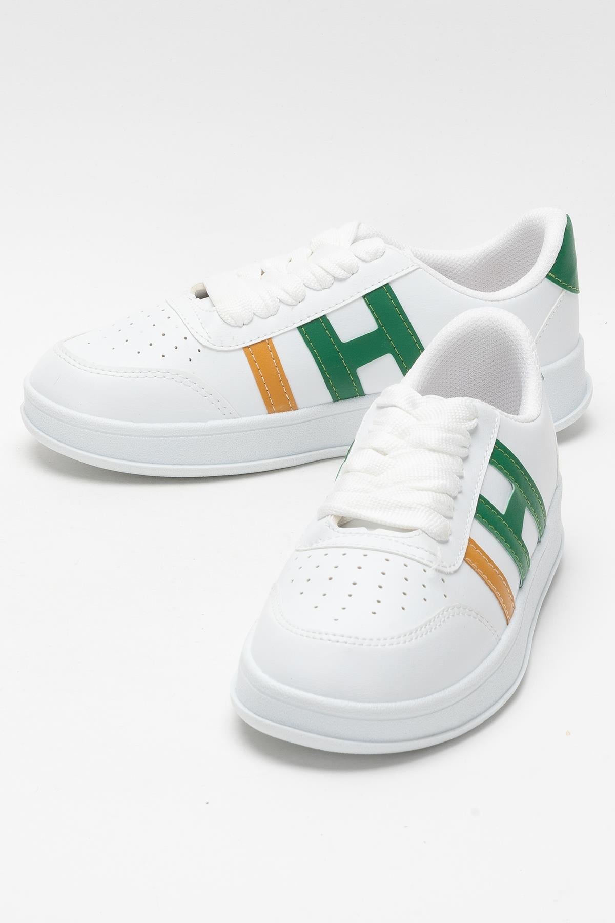 Unisex Spor Sneaker Ayakkabı BEYAZ - YEŞİL