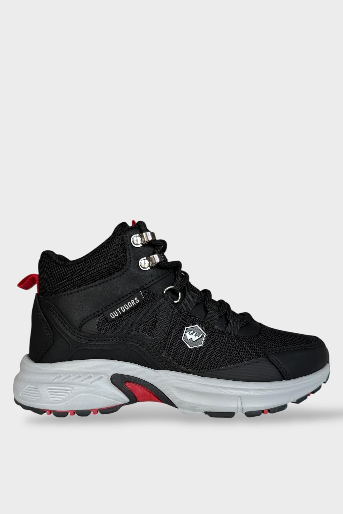 Unisex Su İtici Soğuk Geçirmez Trekking & Outdoor Bot SİYAH - KIRMIZI
