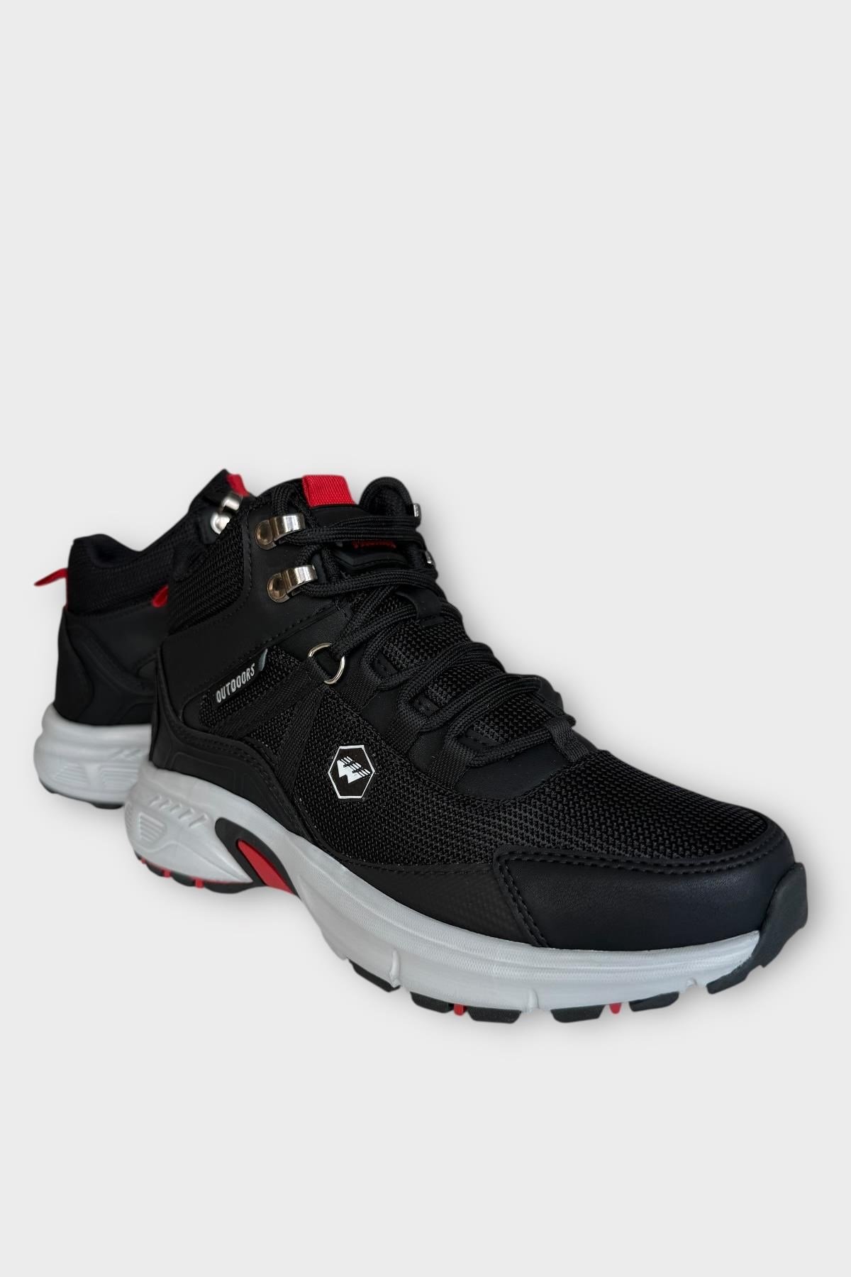 Unisex Su İtici Soğuk Geçirmez Trekking & Outdoor Bot SİYAH - KIRMIZI