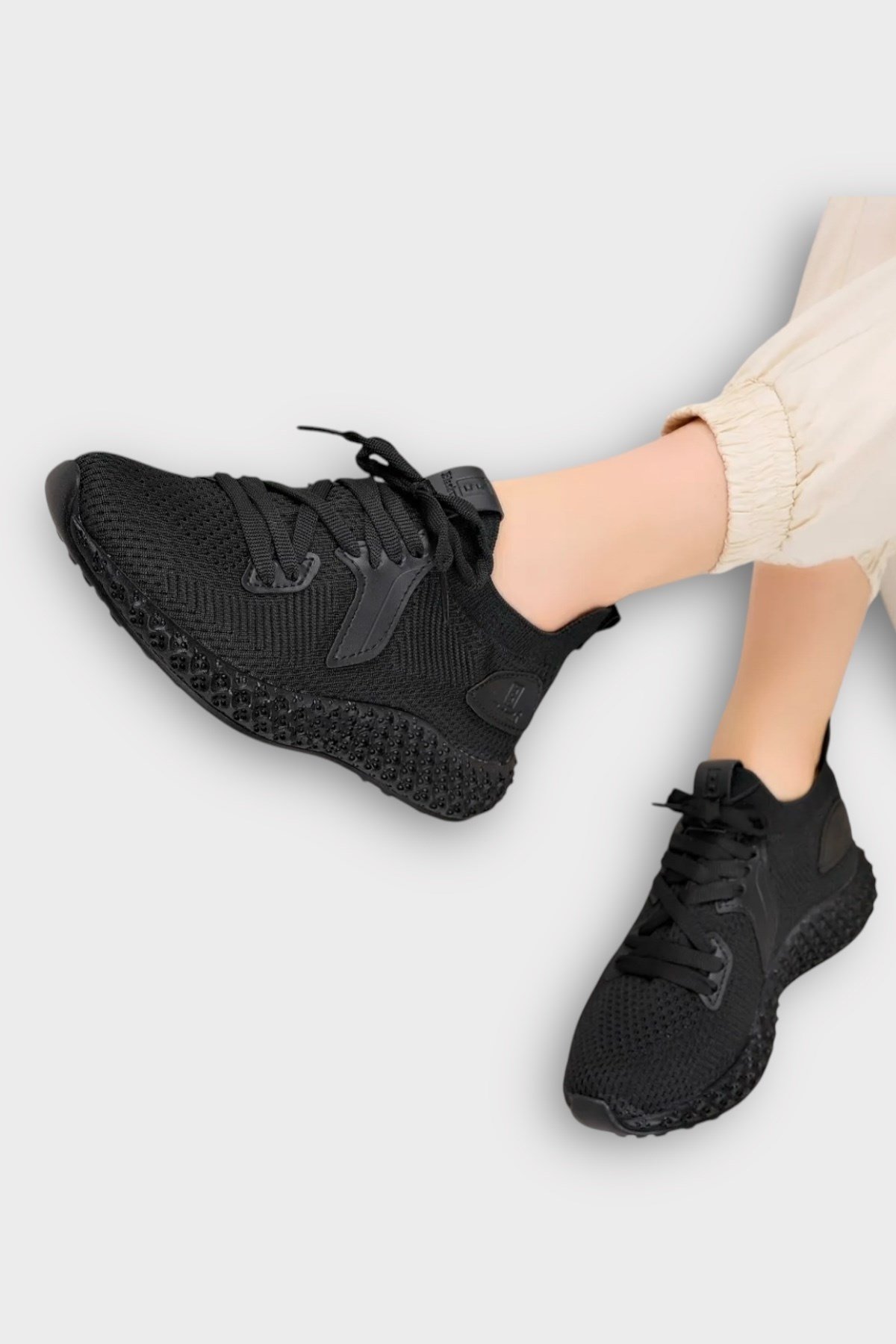 Unisex Triko Örme Sneaker Spor Ayakkabı SİYAH