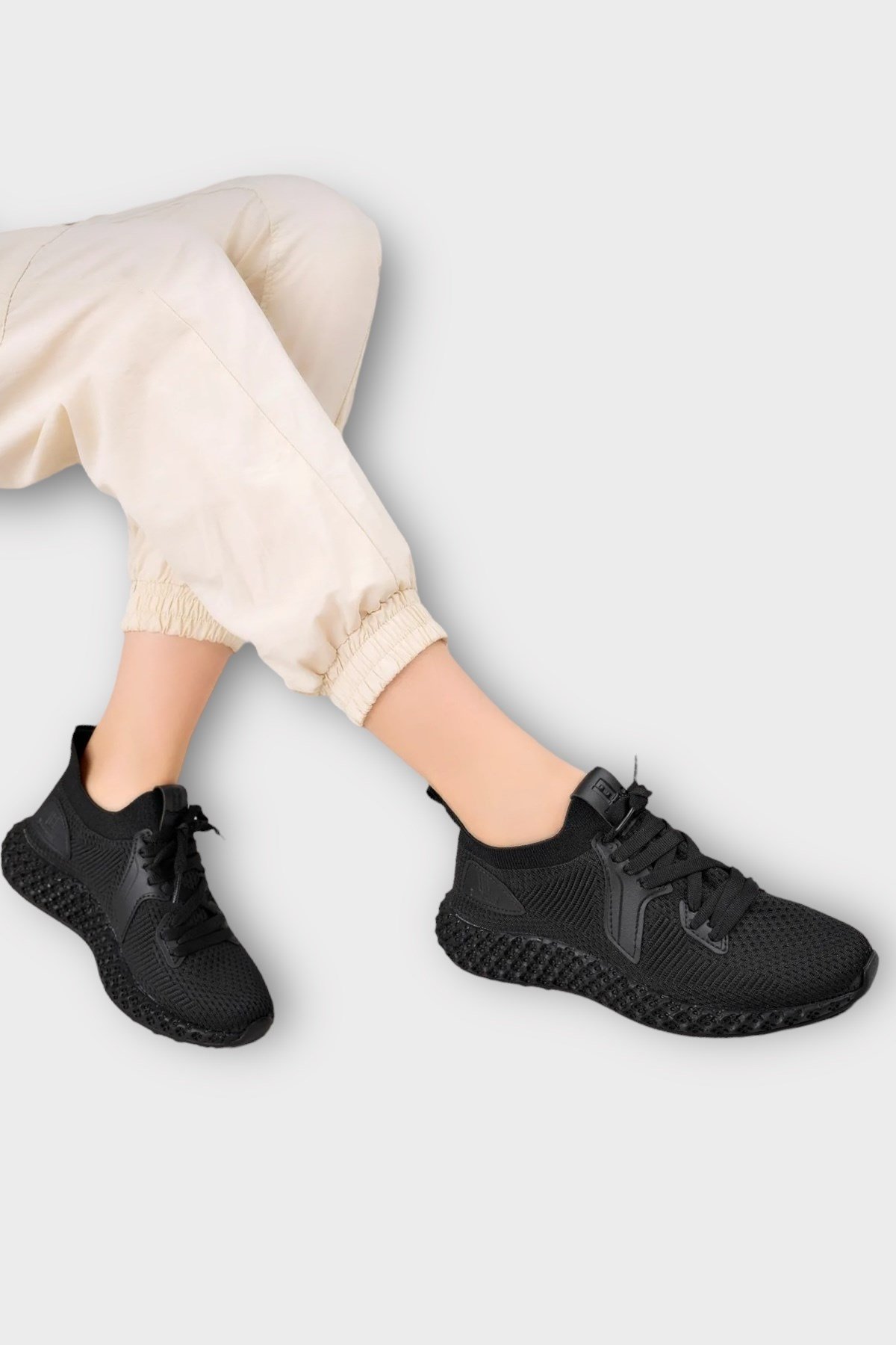 Unisex Triko Örme Sneaker Spor Ayakkabı SİYAH