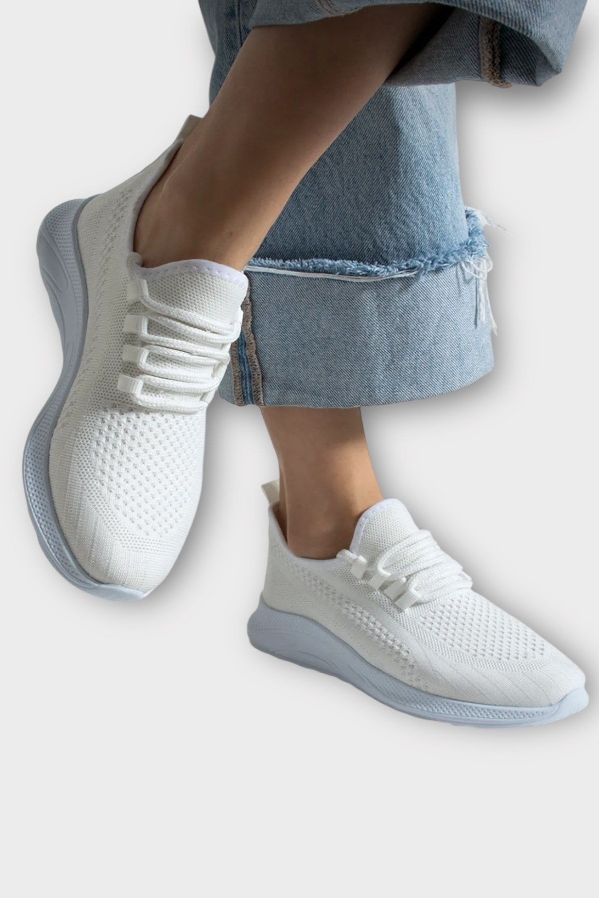 Unisex Yazlık Triko Spor Ayakkabı BEYAZ