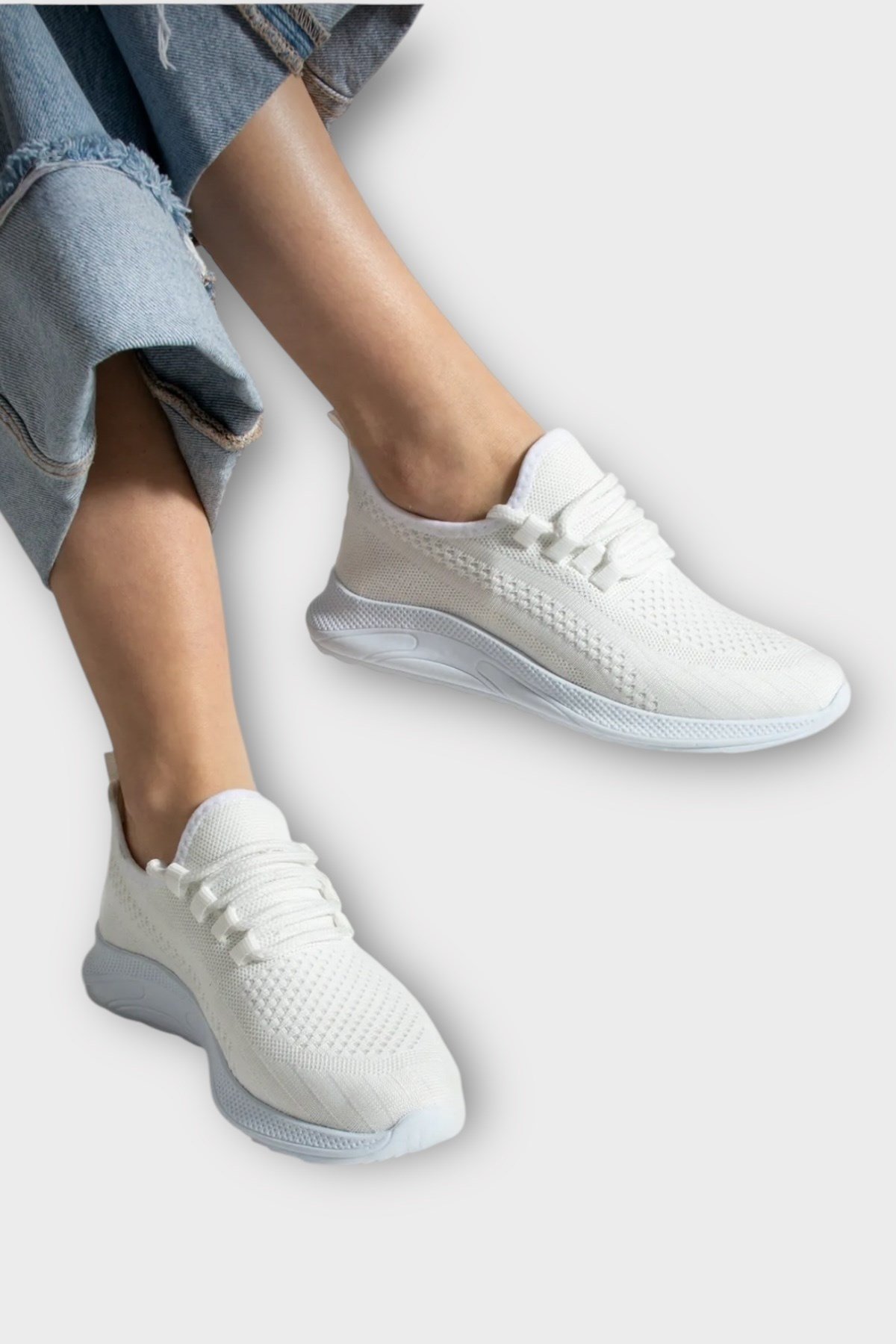 Unisex Yazlık Triko Spor Ayakkabı BEYAZ