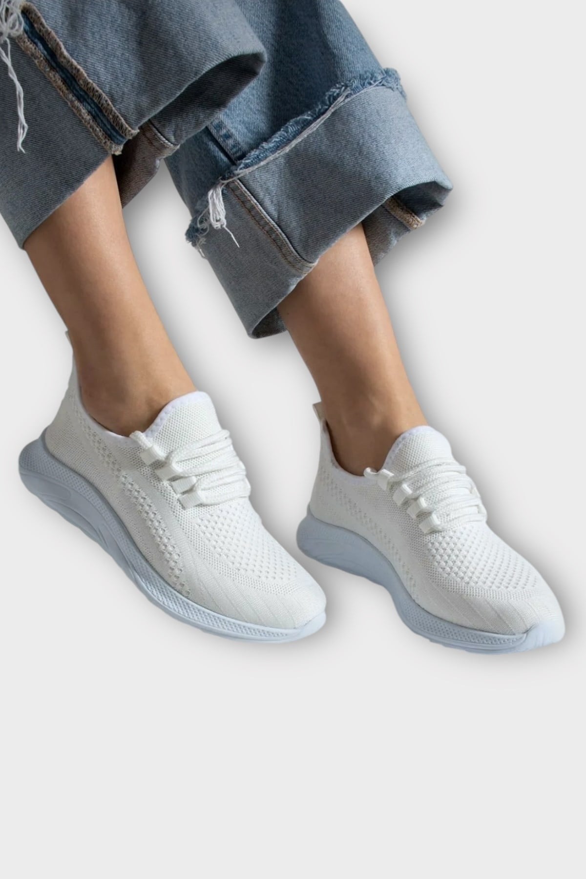 Unisex Yazlık Triko Spor Ayakkabı BEYAZ