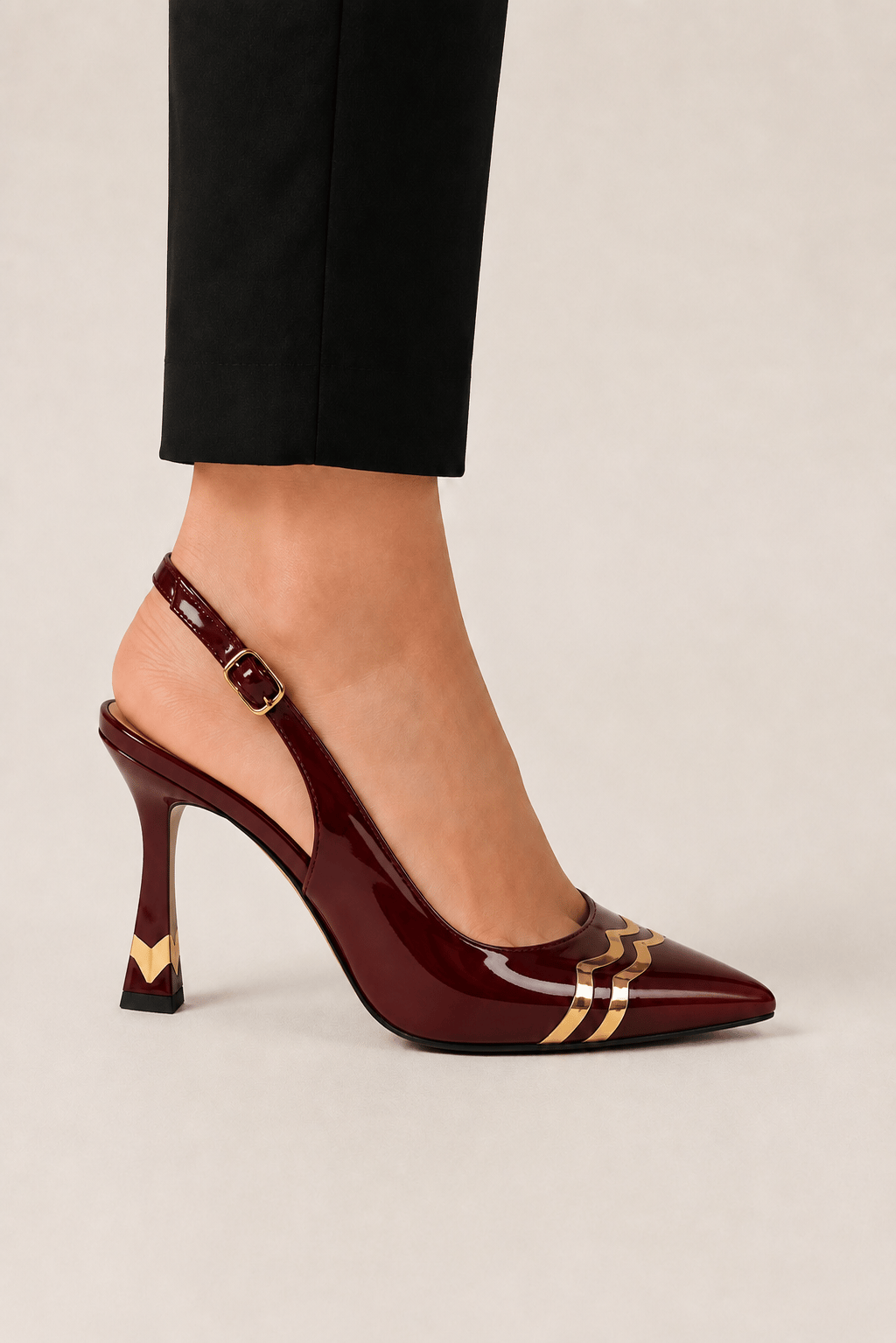 Yandan Bantlı Rugan Kadın Sandalet Ayakkabı (8cm) BORDO
