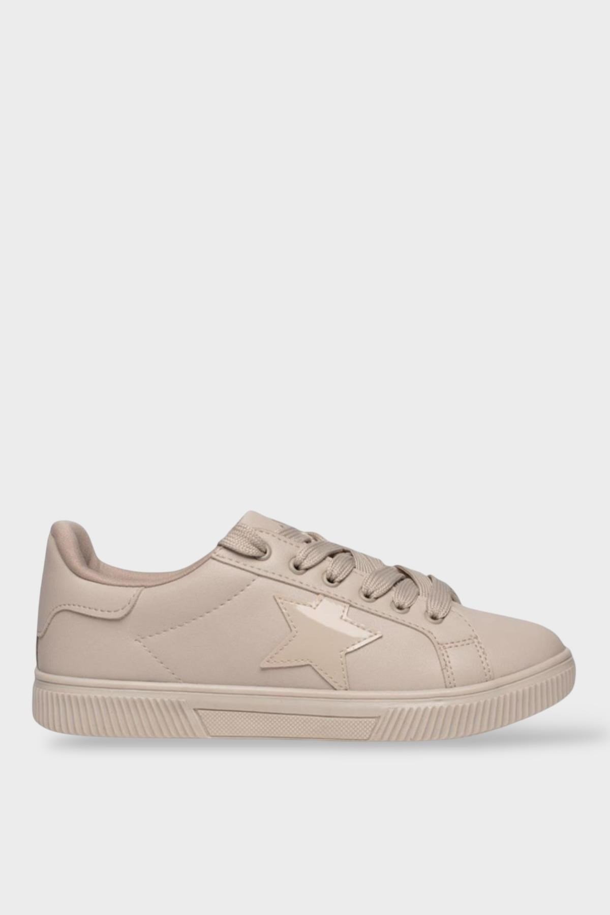 Yıldızlı Spor Kadın Sneaker Ayakkabı BEJ