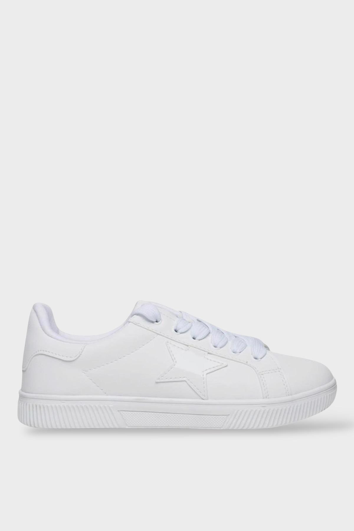 Yıldızlı Spor Kadın Sneaker Ayakkabı BEYAZ