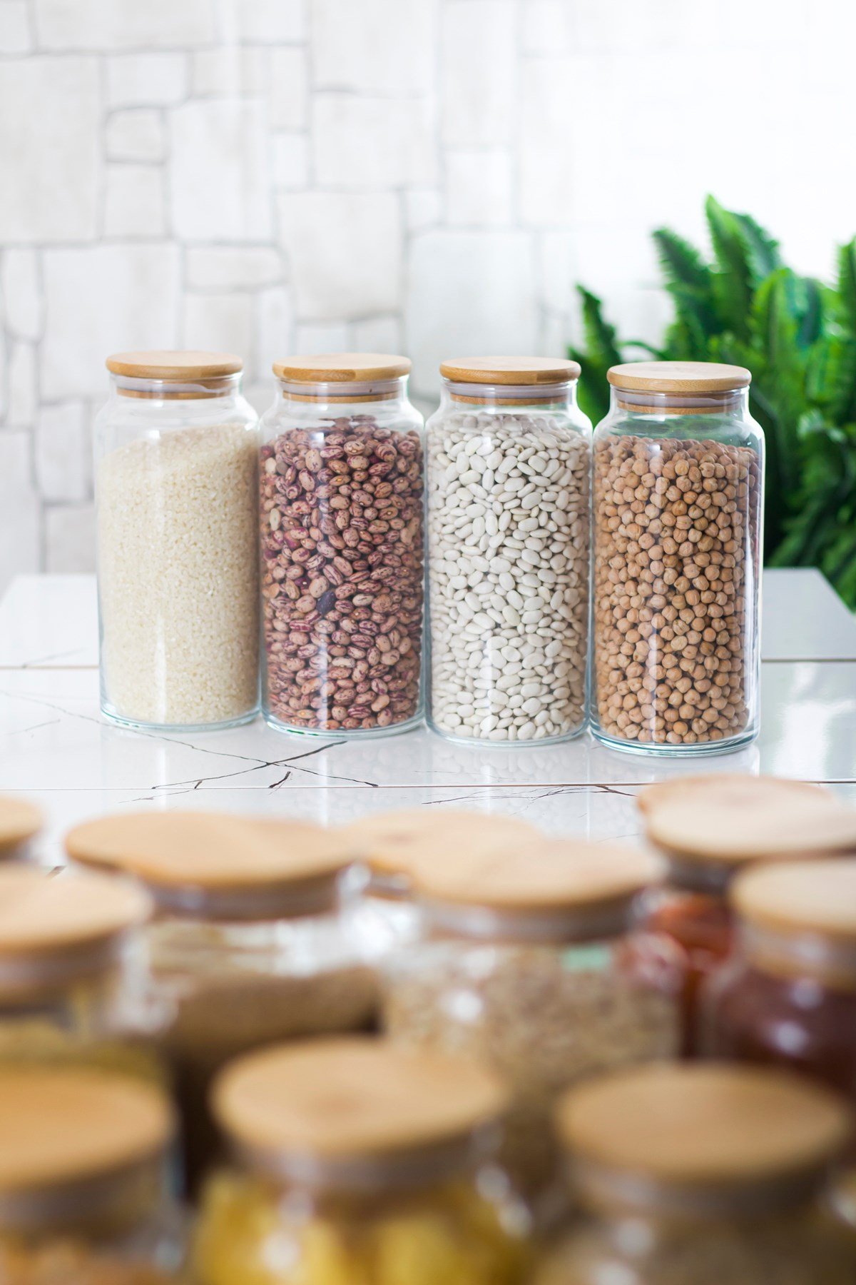 12'li Bambu Kapaklı Cam Kavanoz & Erzak Saklama Kabı Seti 3* 1.3 Lt + 0.80 Lt + 0.50 Lt(Vakum Kapak