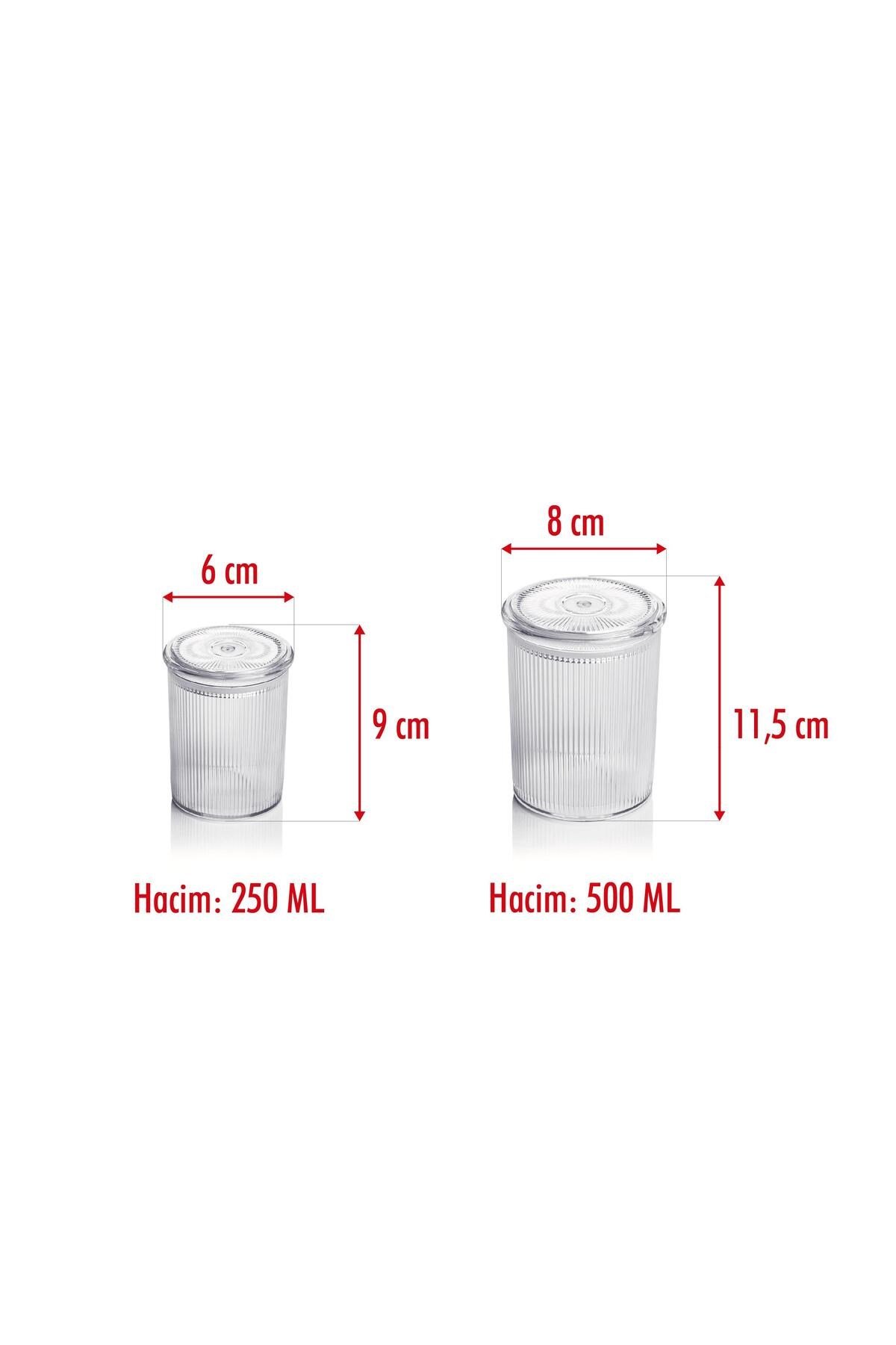 12'li Barok Yuvarlak 2 Boy Kavanoz Seti & Saklama Kabı & Erzak Kabı 6*500 ML,6*250 ML)