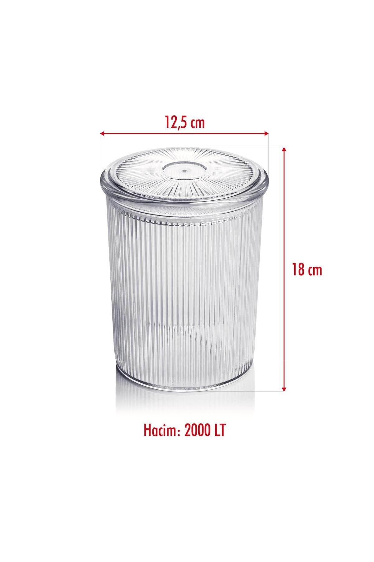 12'li Barok Yuvarlak Büyük Kavanoz Seti & Saklama Kabı & Erzak Kabı (12*2000 ML)