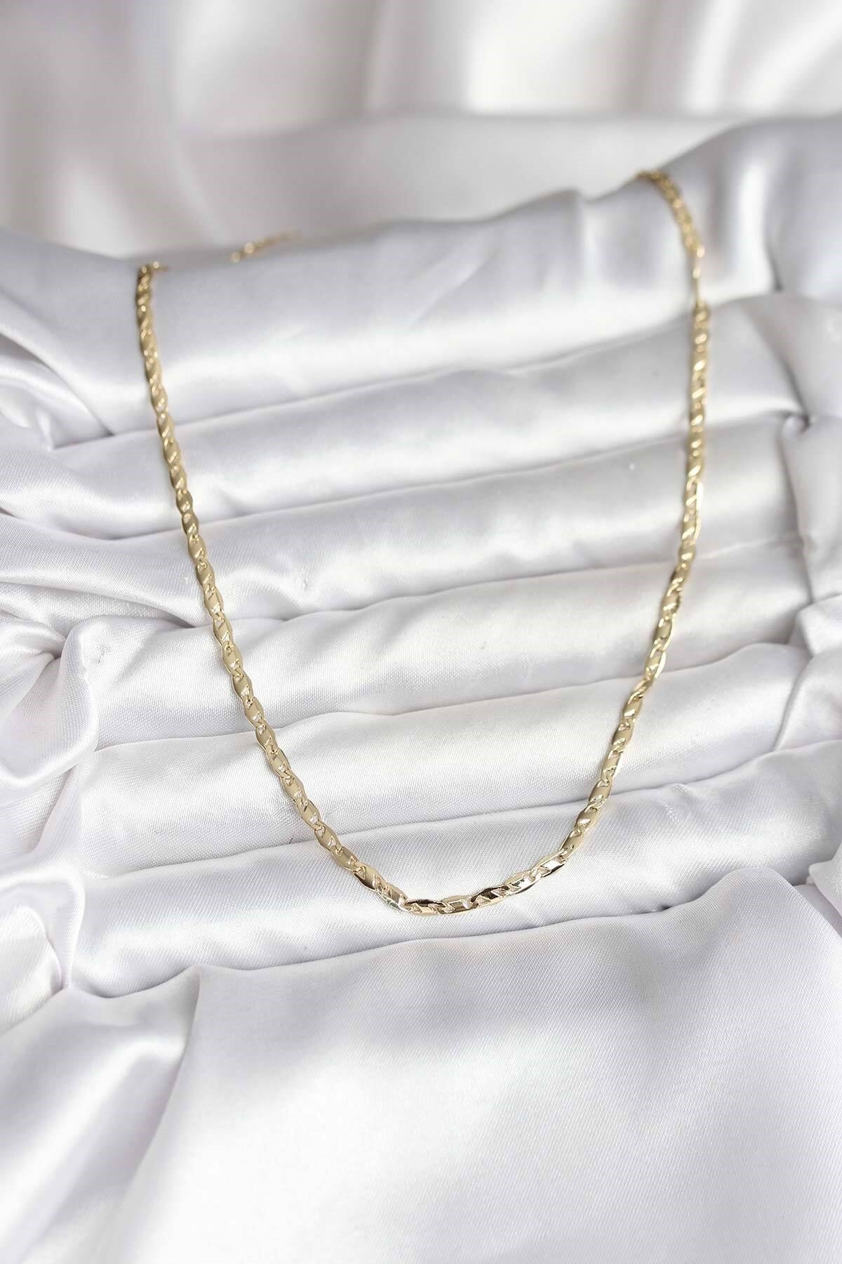 14K Gold Renk Kaplama Ezme Zincir Model CM Kadın Kolye