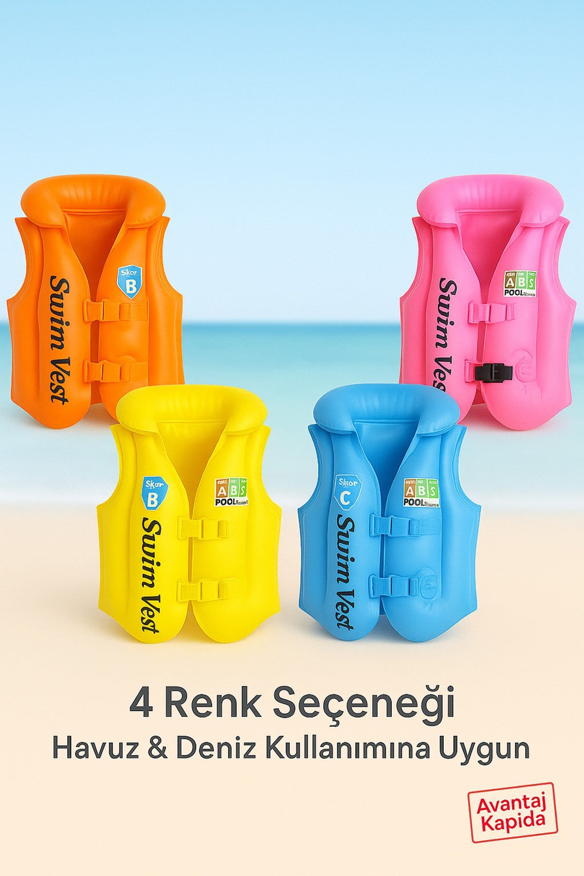 2-8 Yaş Çocuk Şişme Can Yeleği Tokalı 25kg Deniz Havuz Güvenli 4 Renk Yüzme Yeleği