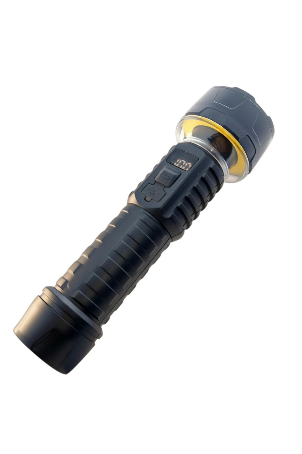 2’si 1 Arada 8 Mod Şarjlı Dijital Ekran LED El Feneri Ön Projektör+Halka Kamp Işık SOS Tripod Uyumlu