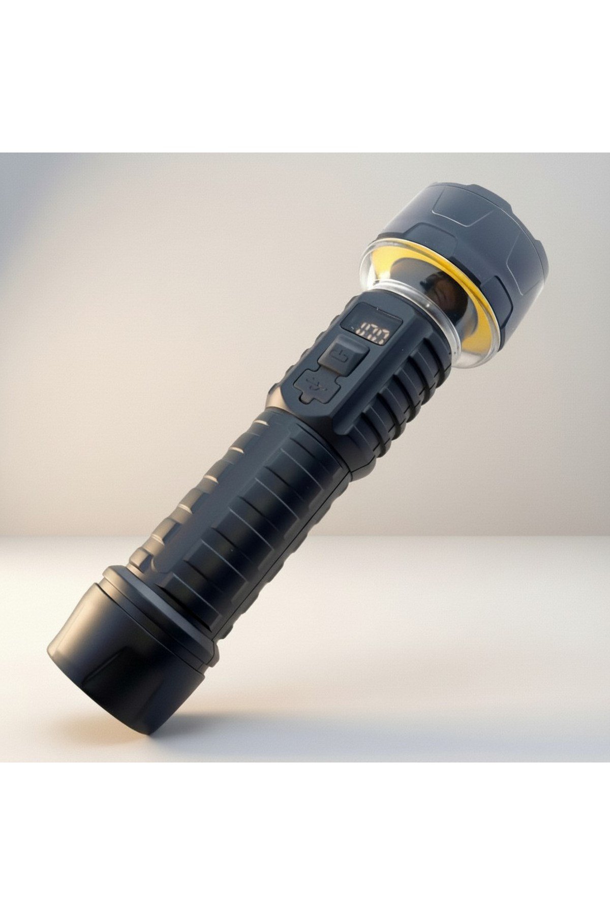 2’si 1 Arada 8 Modlu 7 LED'li Şarjlı Kamp Lambası Halka Işıklı Dijital Göstergeli SOS Tripod Uyumlu