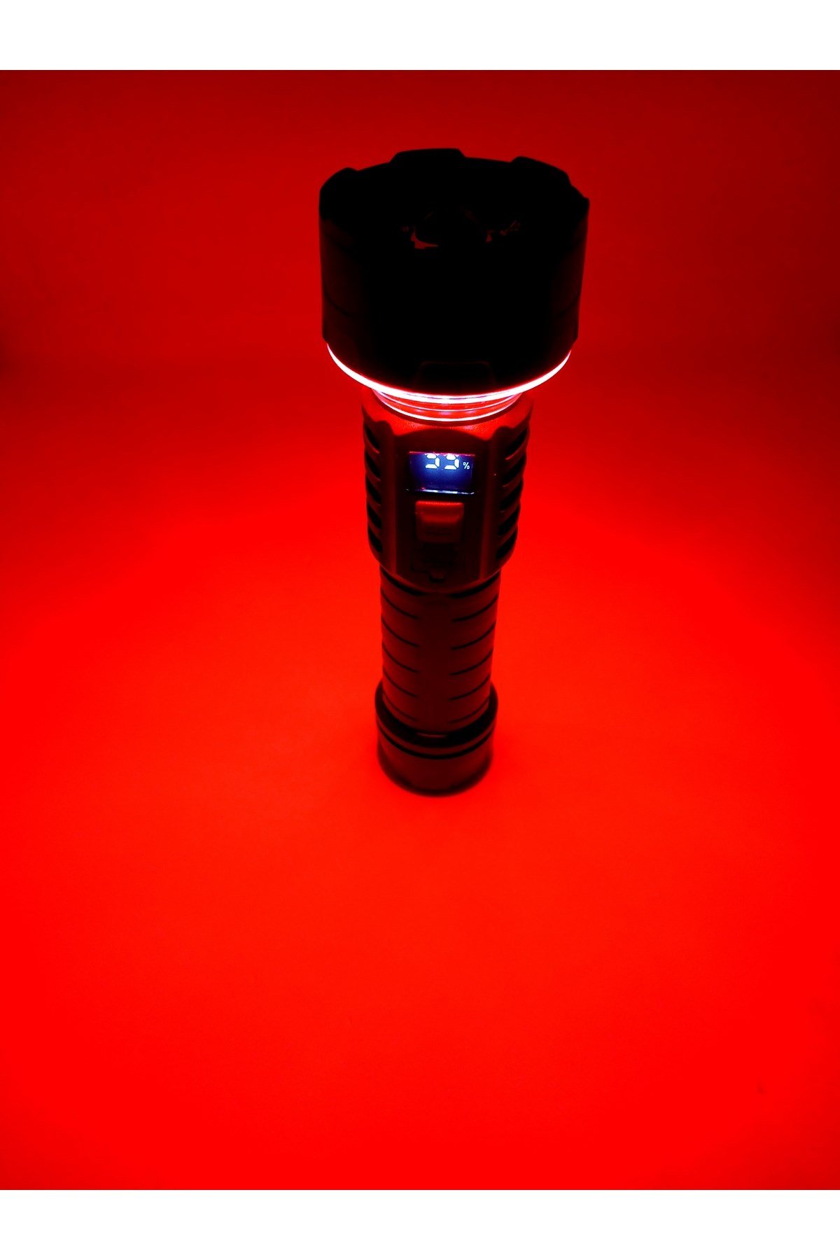2’si 1 Arada 8 Modlu 7 LED'li Şarjlı Kamp Lambası Halka Işıklı Dijital Göstergeli SOS Tripod Uyumlu