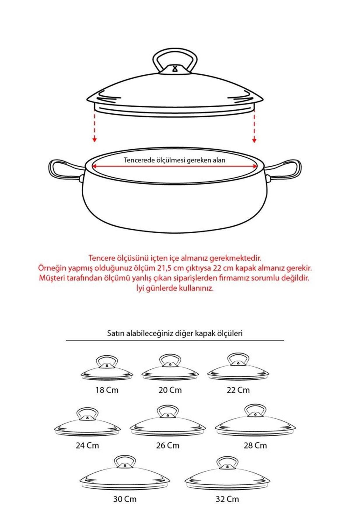 24 Cm Tencere & Tava & Sahan için Metal Kulplu Cam Kapak (TÜM TENCERELERE UYUMLUDUR)