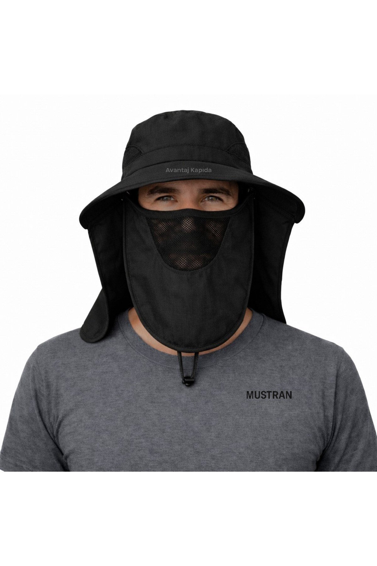 2'li Set Güneş Korumalı Sök Tak Maskeli Unisex Enseli Yazlık Güneş Şapkası Outdoor Balıkçı Tarla