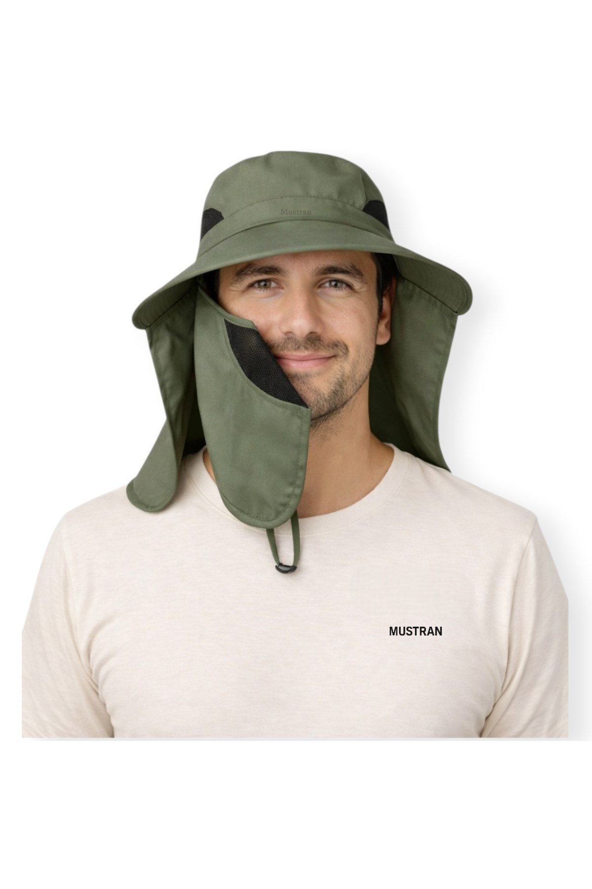 2'li Set Güneş Korumalı Sök Tak Maskeli Enseli Güneş Şapkası Unisex Outdoor Yazlık Şapka Krem