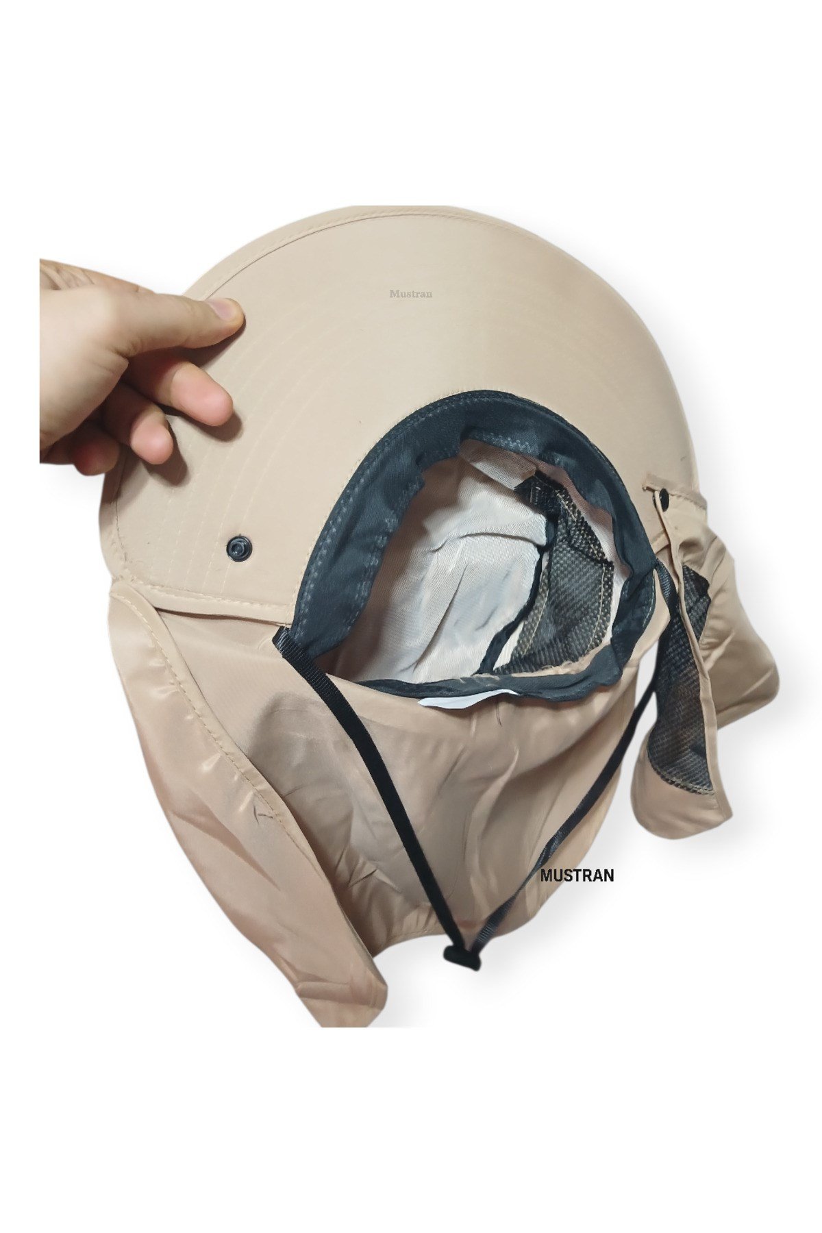2'li Set Güneş Korumalı Sök Tak Maskeli Enseli Güneş Şapkası Unisex Outdoor Yazlık Şapka Krem
