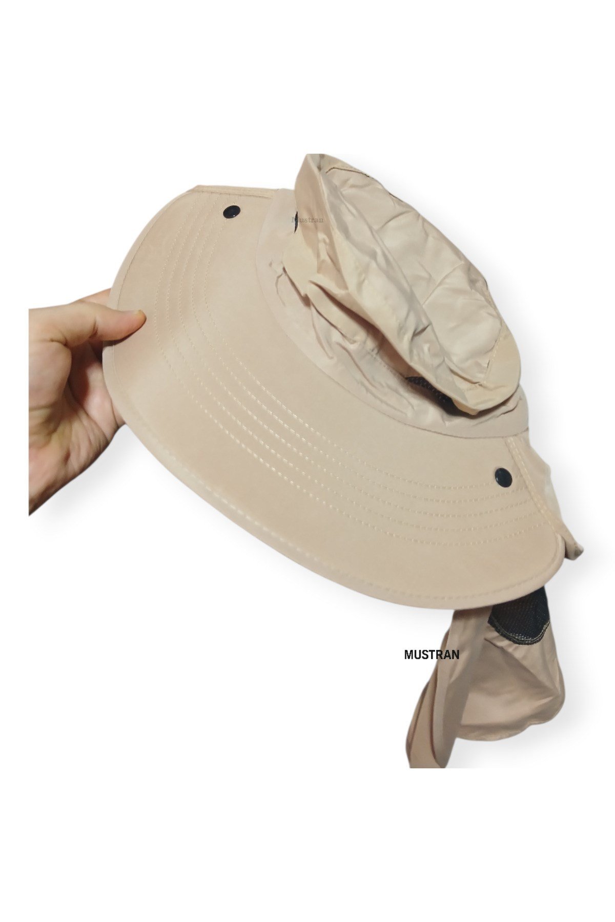 2'li Set Güneş Korumalı Sök Tak Maskeli Enseli Güneş Şapkası Unisex Outdoor Yazlık Şapka Krem