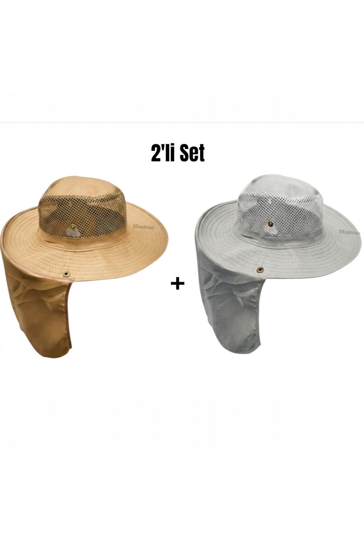 2'li Set Yazlık Güneş Şapkası Güneş Korumalı Fileli Outdoor Balıkçı Tarla Bahçe Safari Şapkası