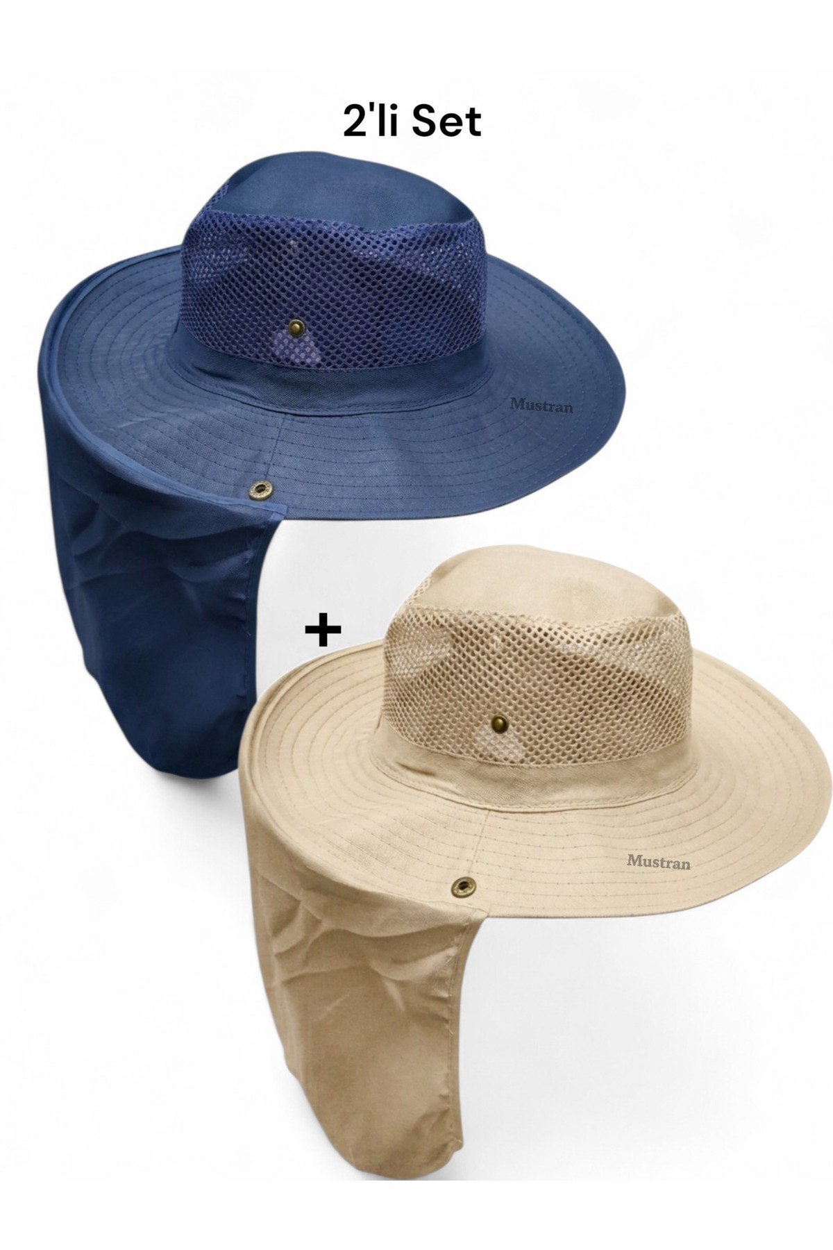 2'li Set Yazlık Güneş Şapkası Güneş Korumalı Fileli Outdoor Balıkçı Tarla Bahçe Safari Şapkası
