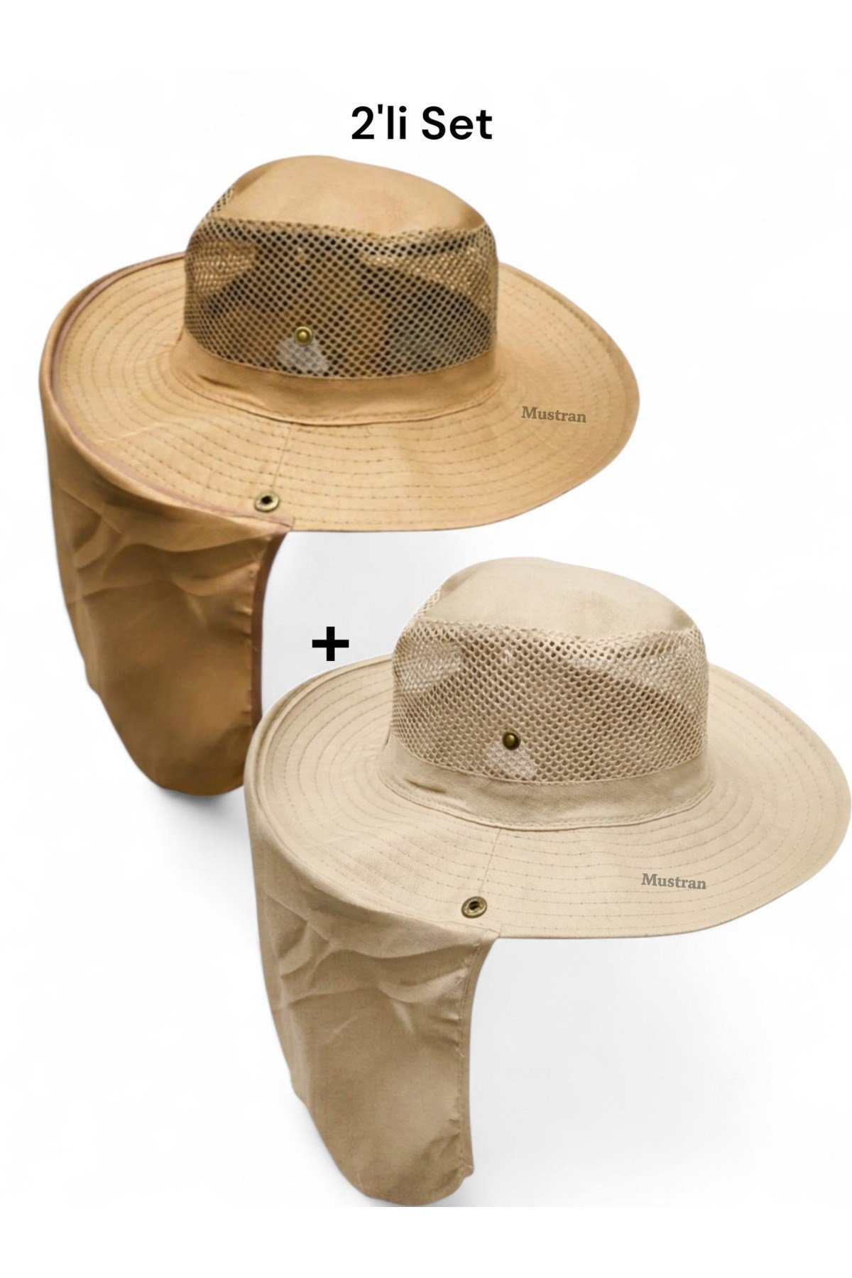 2'li Set Yazlık Güneş Şapkası Güneş Korumalı Fileli Outdoor Balıkçı Tarla Bahçe Safari Şapkası