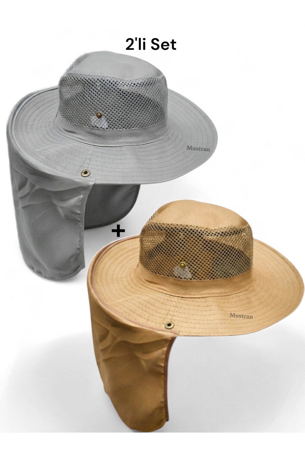 2'li Set Yazlık Güneş Şapkası Güneş Korumalı Fileli Outdoor Balıkçı Tarla Bahçe Safari Şapkası