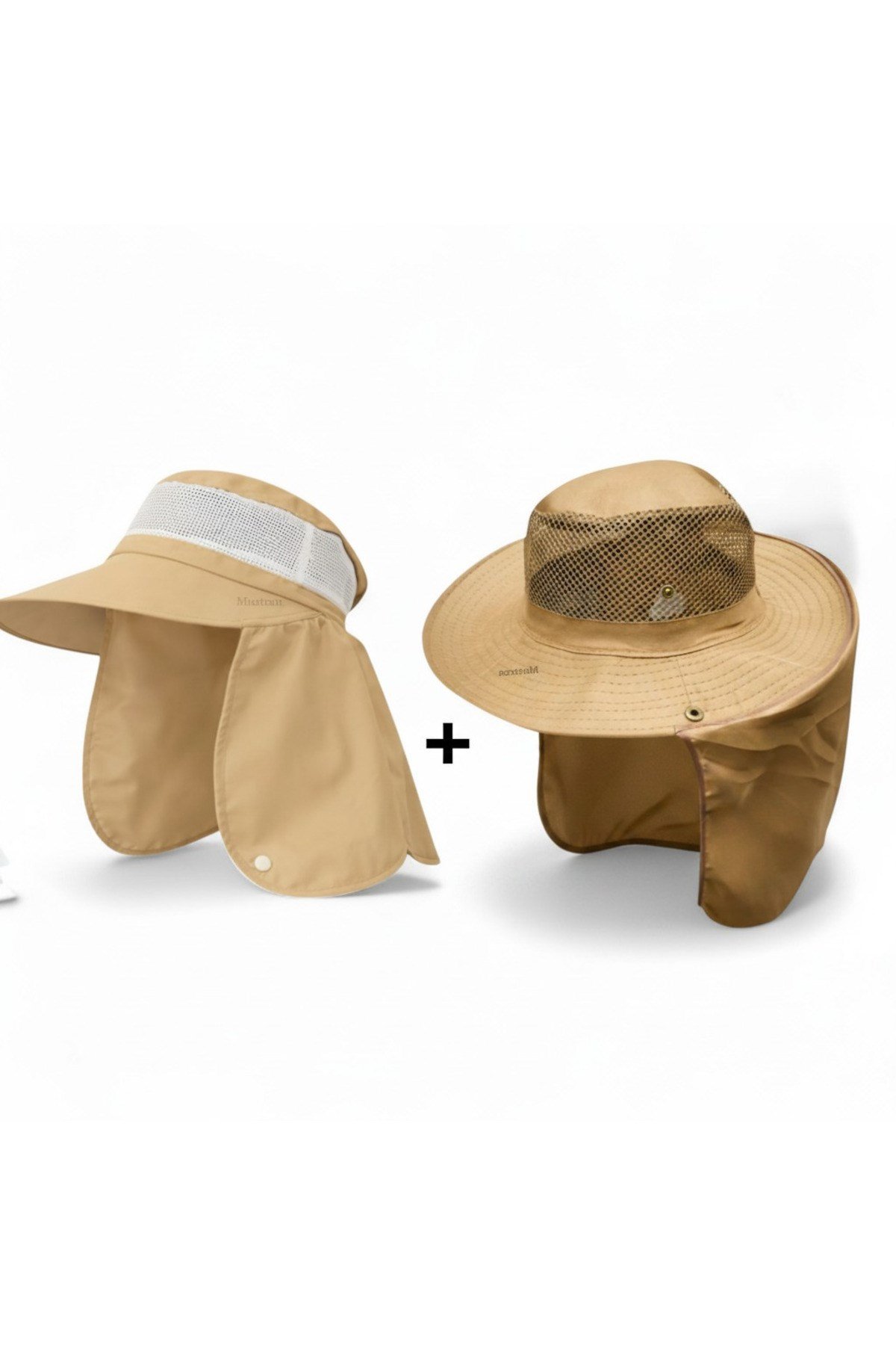 2'li Set Yazlık Güneş Şapkası UV Korumalı Fileli Outdoor Balıkçı Tarla Bahçe Safari Şapkası