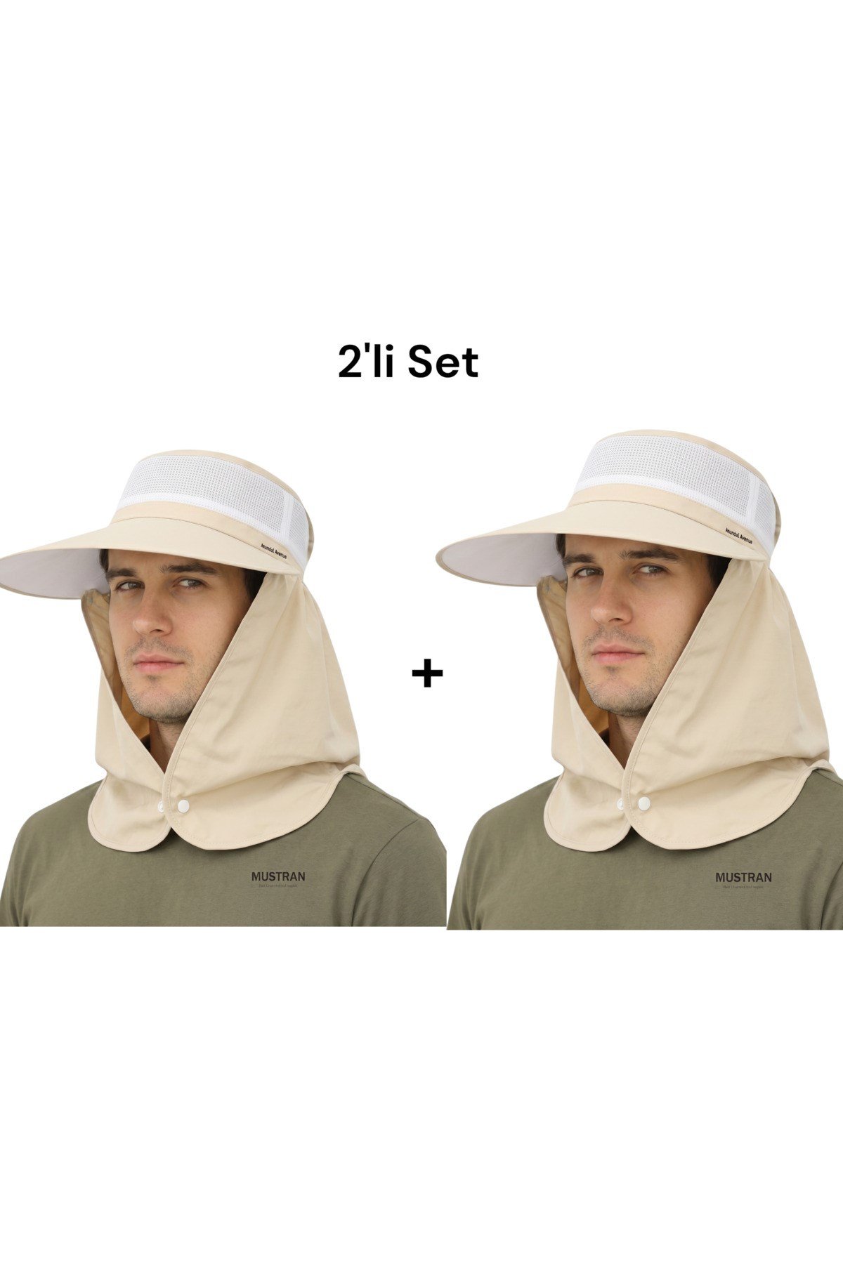2'li Set Yazlık Hafif İnce Kumaş Geniş Siperli Enseli Güneş Şapkası Unisex Outdoor Safari Balıkçı