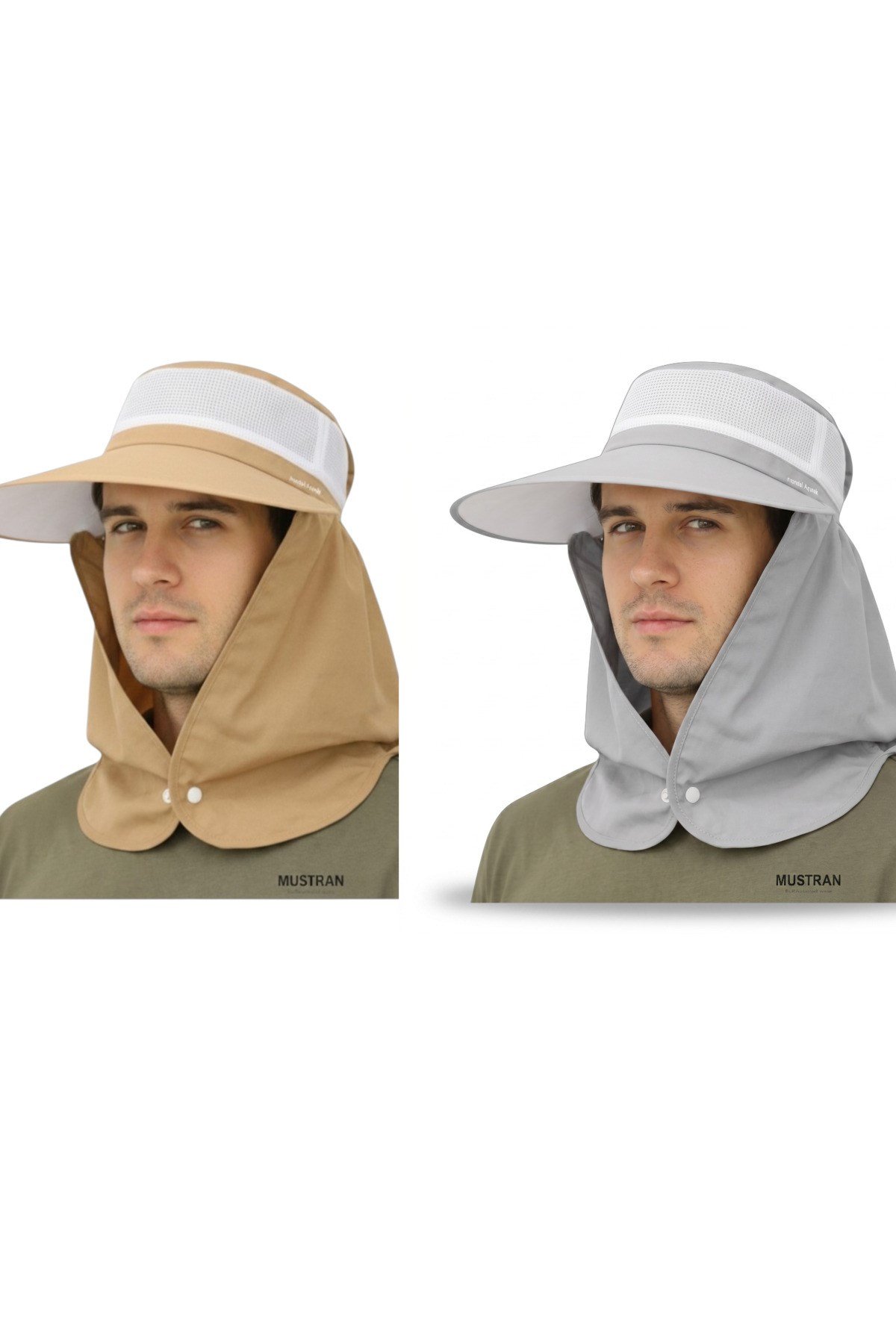 2'li Set Yazlık Hafif İnce Kumaş Geniş Siperli Enseli Güneş Şapkası Unisex Outdoor Safari Balıkçı