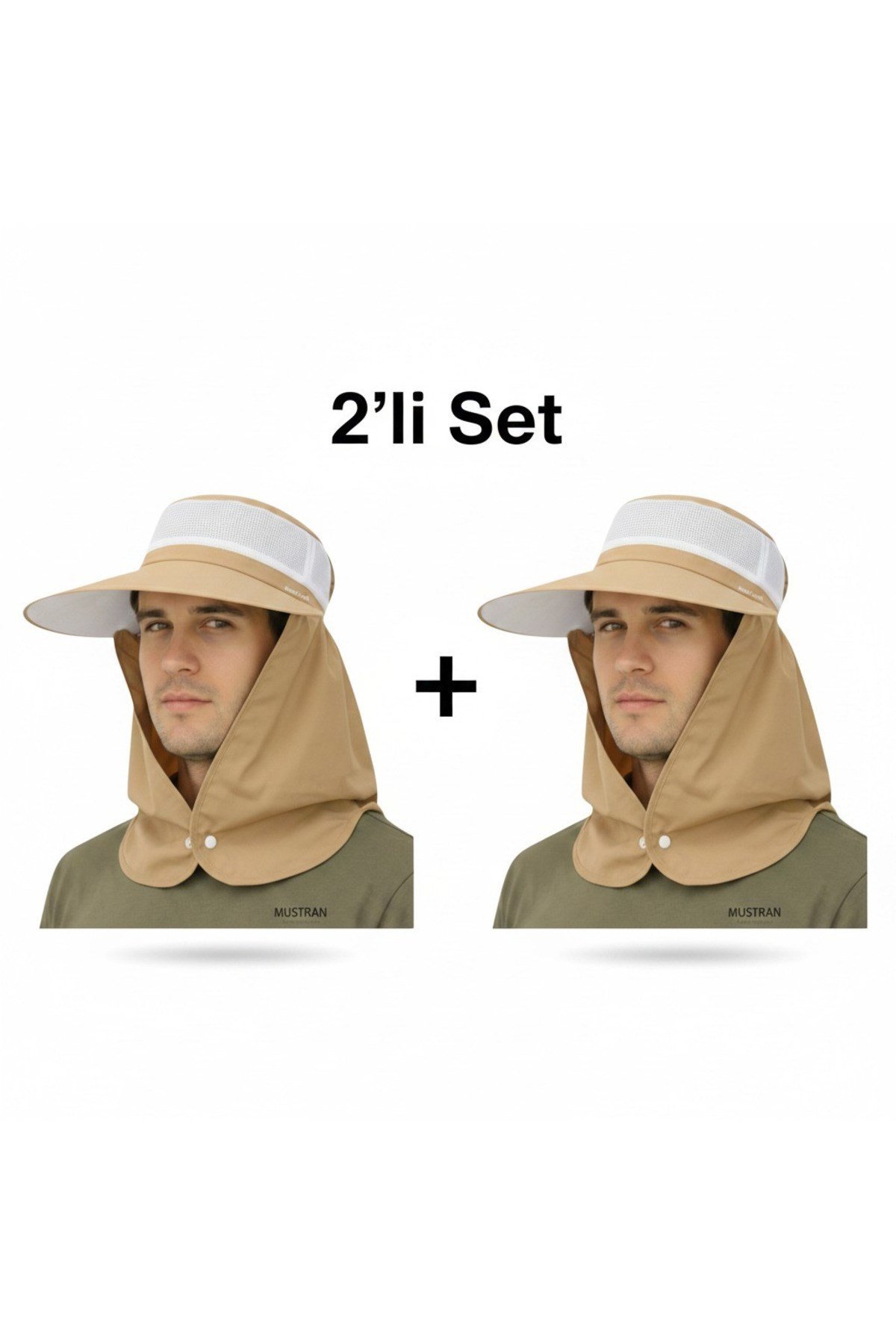 2'li Set Yazlık Hafif İnce Kumaş Geniş Siperli Enseli Güneş Şapkası Unisex Outdoor Safari Balıkçı
