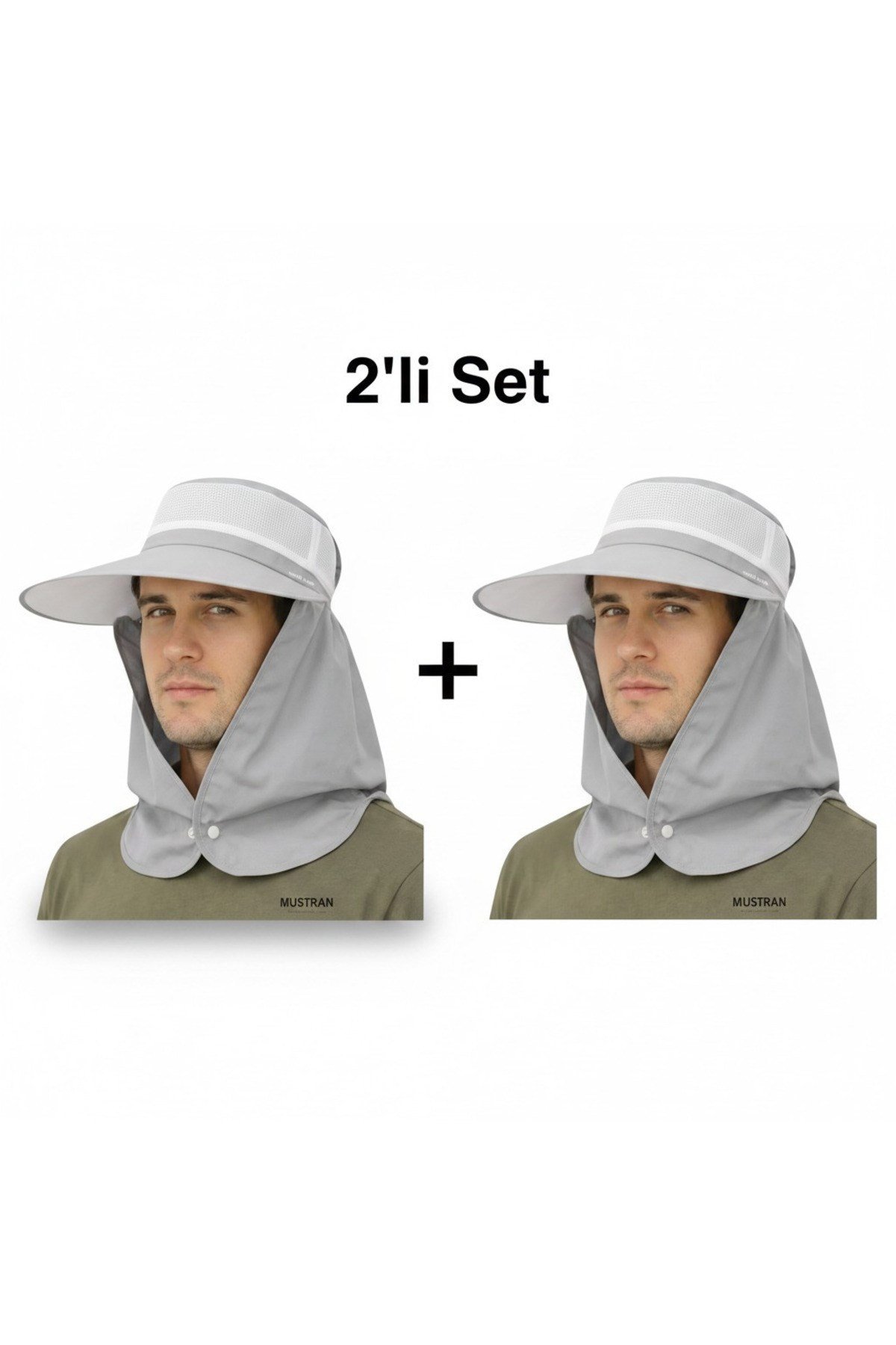 2'li Set Yazlık Hafif İnce Kumaş Geniş Siperli Enseli Güneş Şapkası Unisex Outdoor Safari Balıkçı