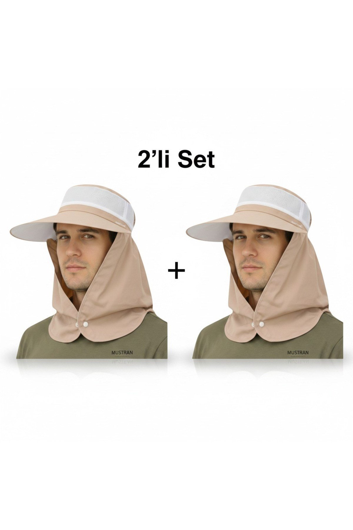 2'li Set Yazlık Hafif İnce Kumaş Geniş Siperli Enseli Güneş Şapkası Unisex Outdoor Safari Balıkçı