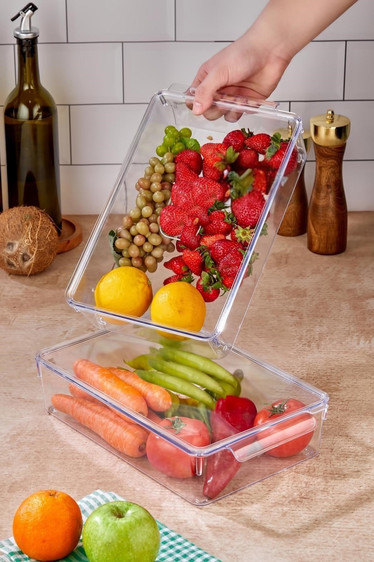 3 Lü Kapaklı Buzdolabı Organizeri & Buzdolabı Düzenleyici 3 lt