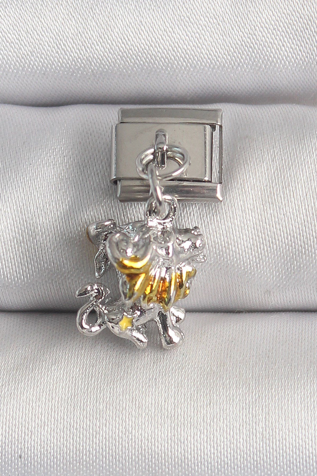 316L Çelik Gümüş Renk Sallantı Aslan Model Nomination Charm