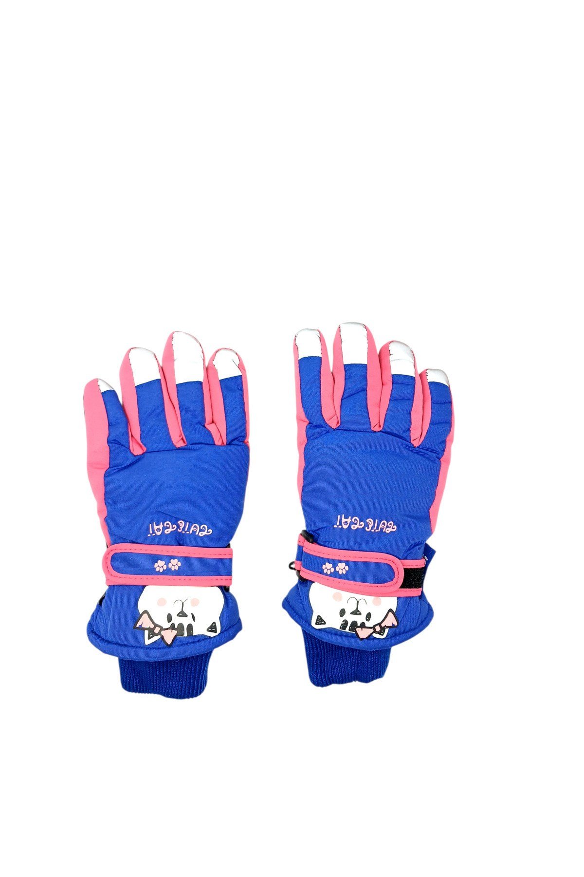 5-8 Yaş Çocuk Kar Kayak Eldiveni Polar Astarlı, Rüzgar Su İtici Reflektörlü Eldiven