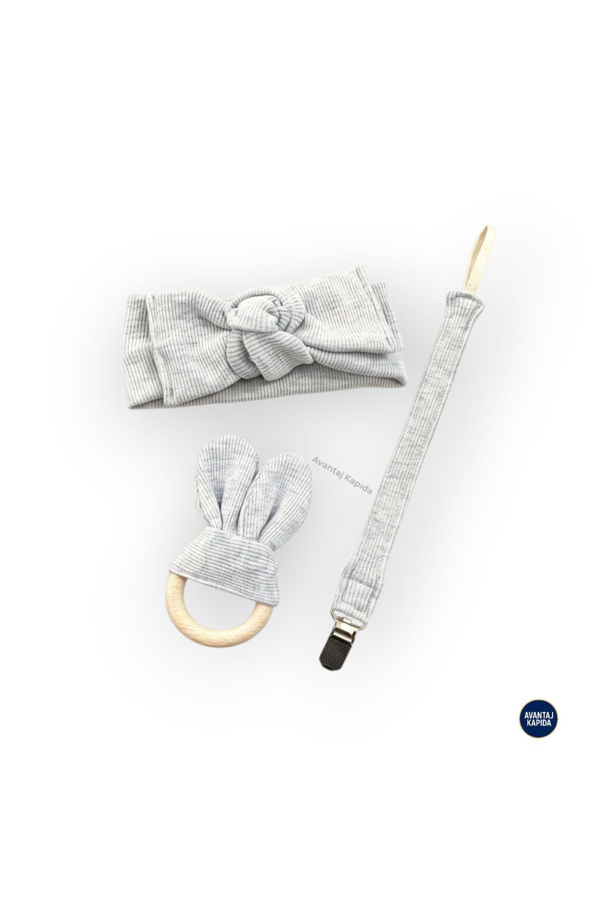 5'li Organik Unisex Bebek Seti Bere Boyunluk Bandana Emzik Askısı Diş Damak Kaşıyıcı 3-18 Ay Hediye