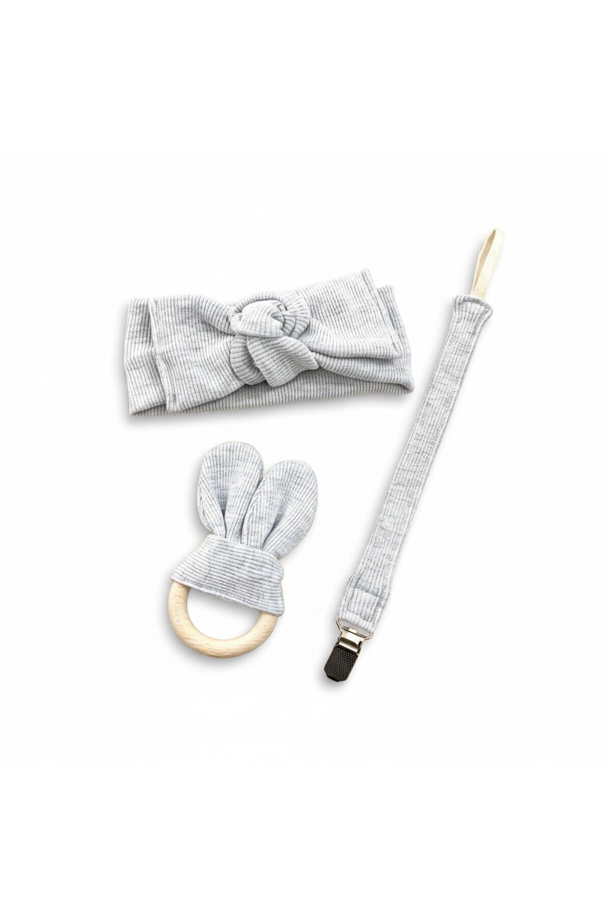 5'li Organik Unisex Bebek Seti Bere Boyunluk Bandana Emzik Askısı Diş Damak Kaşıyıcı 3-18 Ay Hediye
