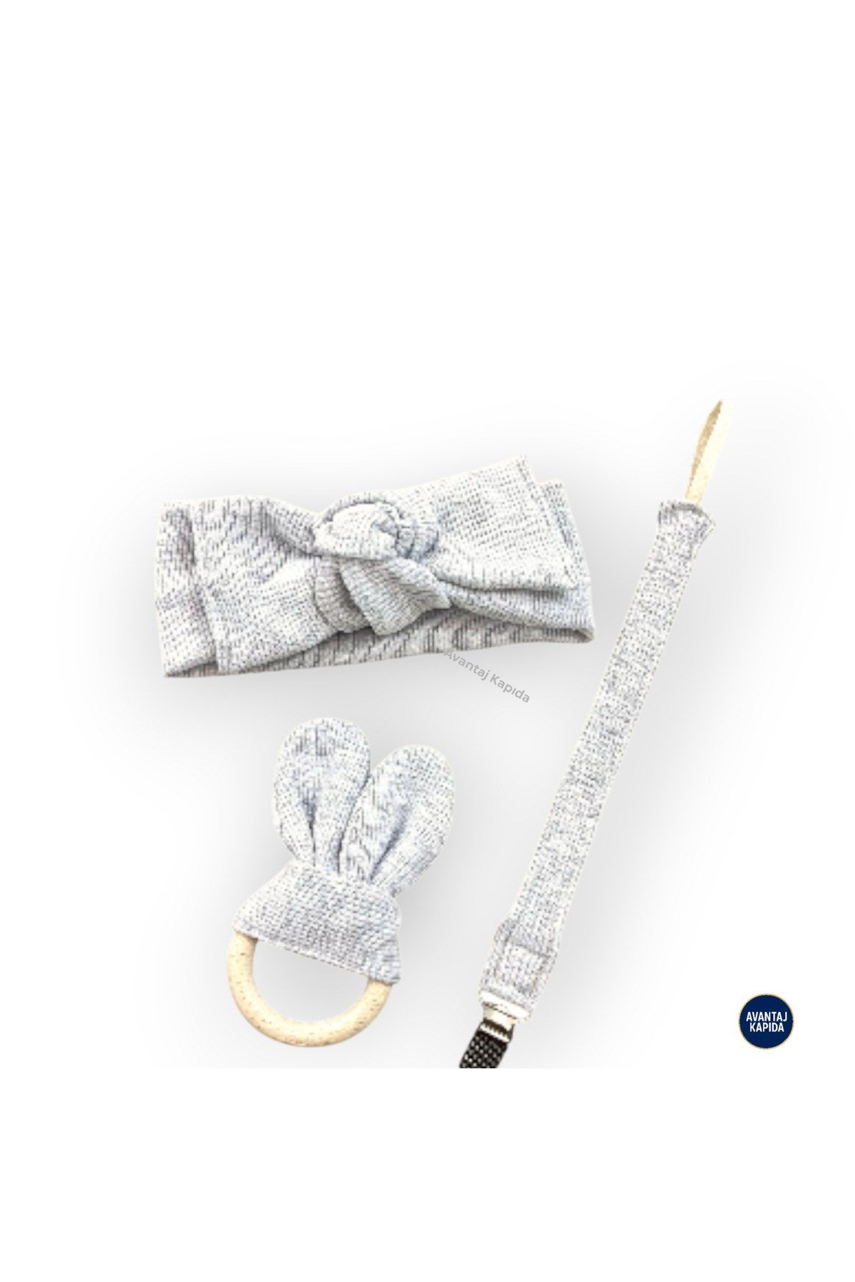 5'li Organik Unisex Bebek Seti Bere Boyunluk Bandana Emzik Askısı Diş Damak Kaşıyıcı 3-18 Ay Hediye