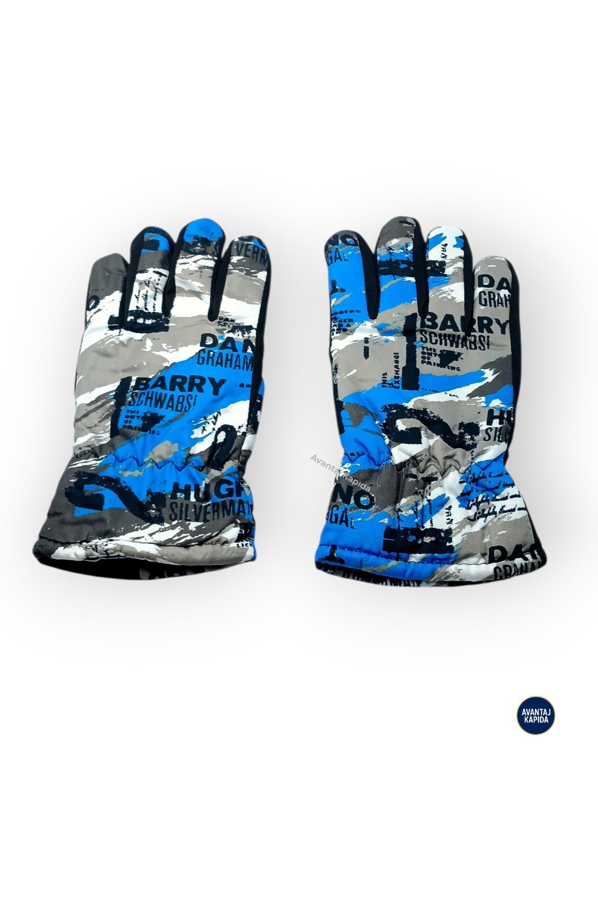 6-14 Yaş/XS/S Kışlık Eldiven | İçi Kürklü Termal Kayak & Bisiklet Eldiveni | Kaymaz Kamuflaj