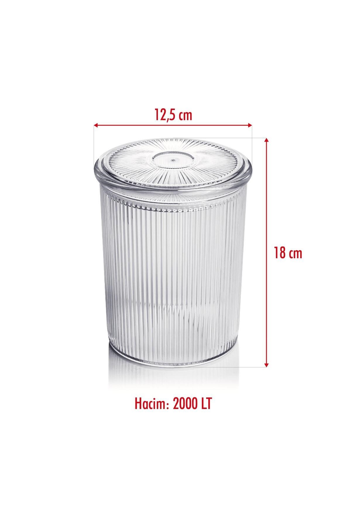 6'lı Barok Yuvarlak Büyük Kavanoz Seti & Saklama Kabı & Erzak Kabı (6*2000 ML)