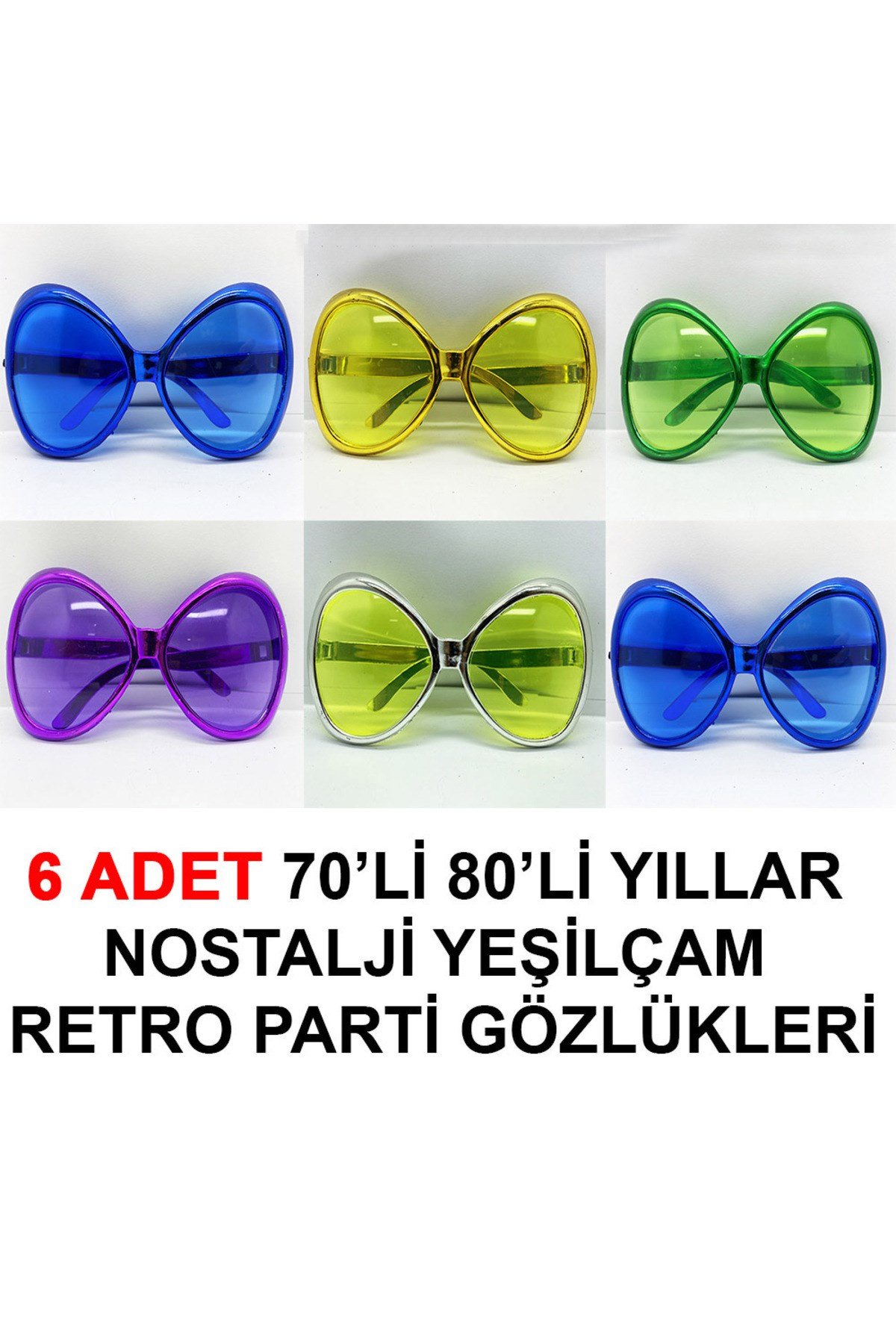 70li 80li Yıllar Nostalji Yeşilçam Retro Parti Gözlükleri 6 Adet