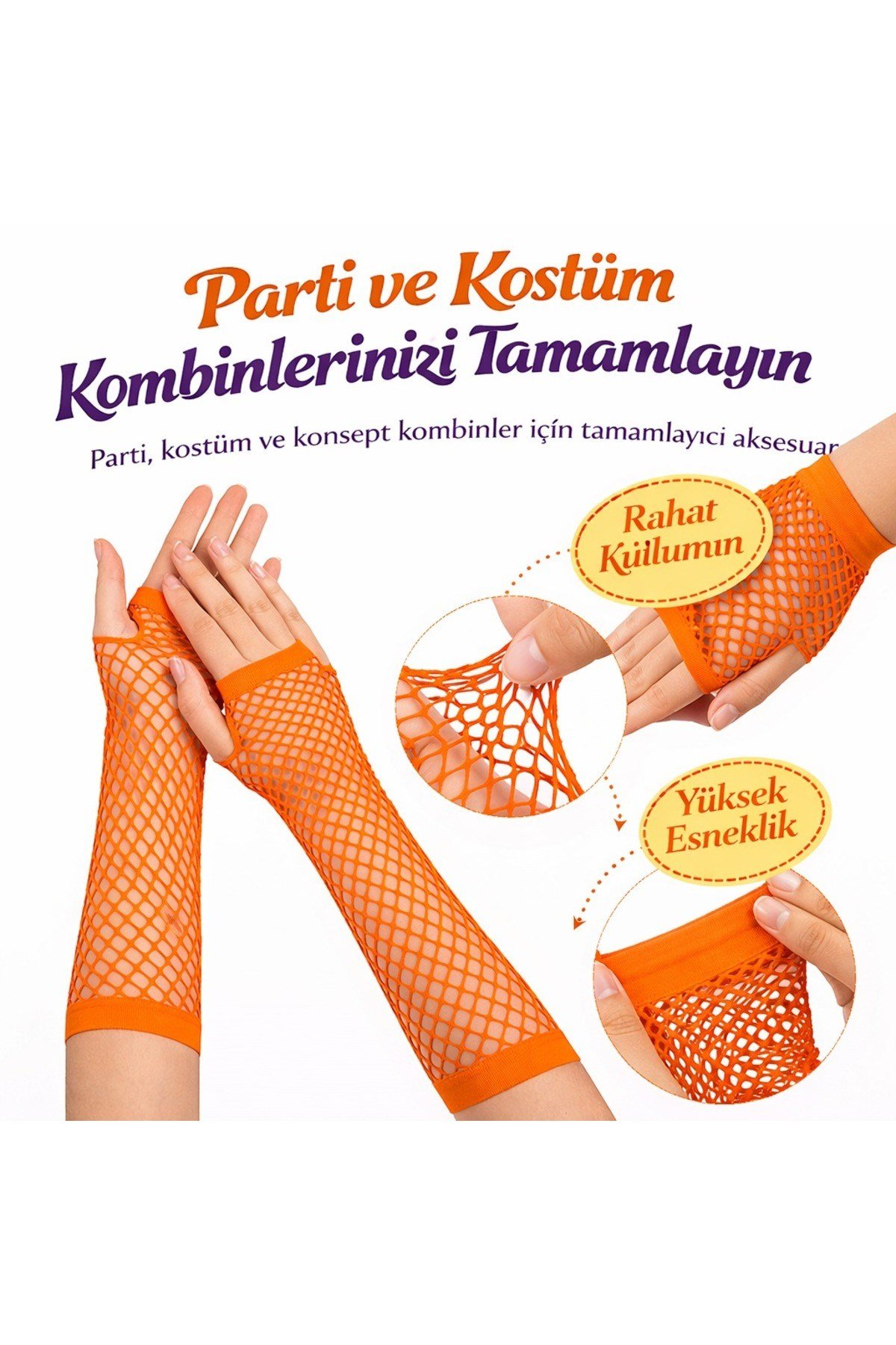 80’ler 90’lar Retro Turuncu File Parmaksız Eldiven 26 cm