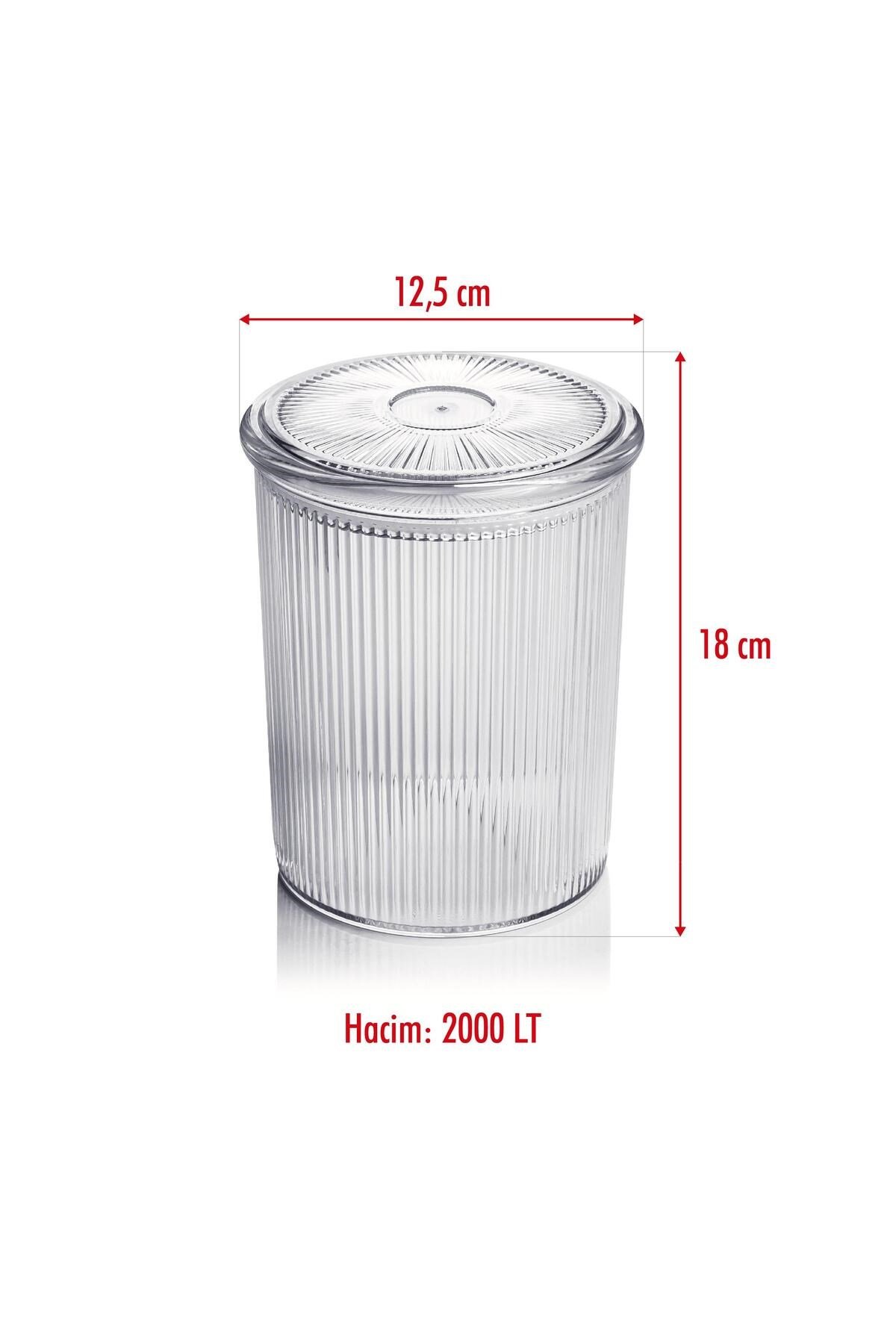 9'lu Barok Yuvarlak Büyük Kavanoz Seti & Saklama Kabı & Erzak Kabı (9*2000 ML)